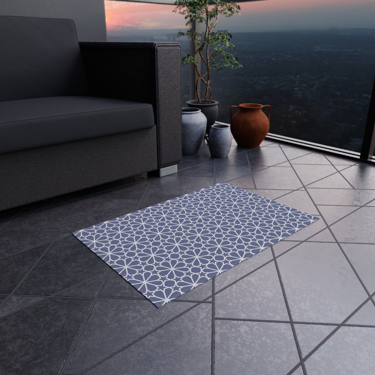 Chenille Outdoor Rug with No-Skid Backing Cozy Outdoor Carpet Grey Patio Decor Gazebo Rug Pool Area Decor Outdoor Kitchen Carpet