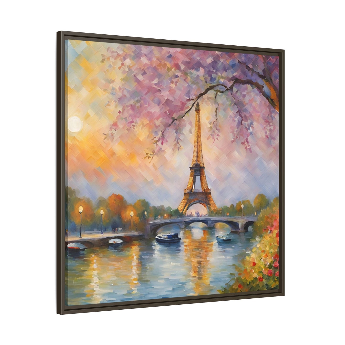 Modern Abstract Eiffel Tower Design Unique Framed Canvas Landscape Wall Art Paris France Gift Nature Lover Gift 3 frame colors