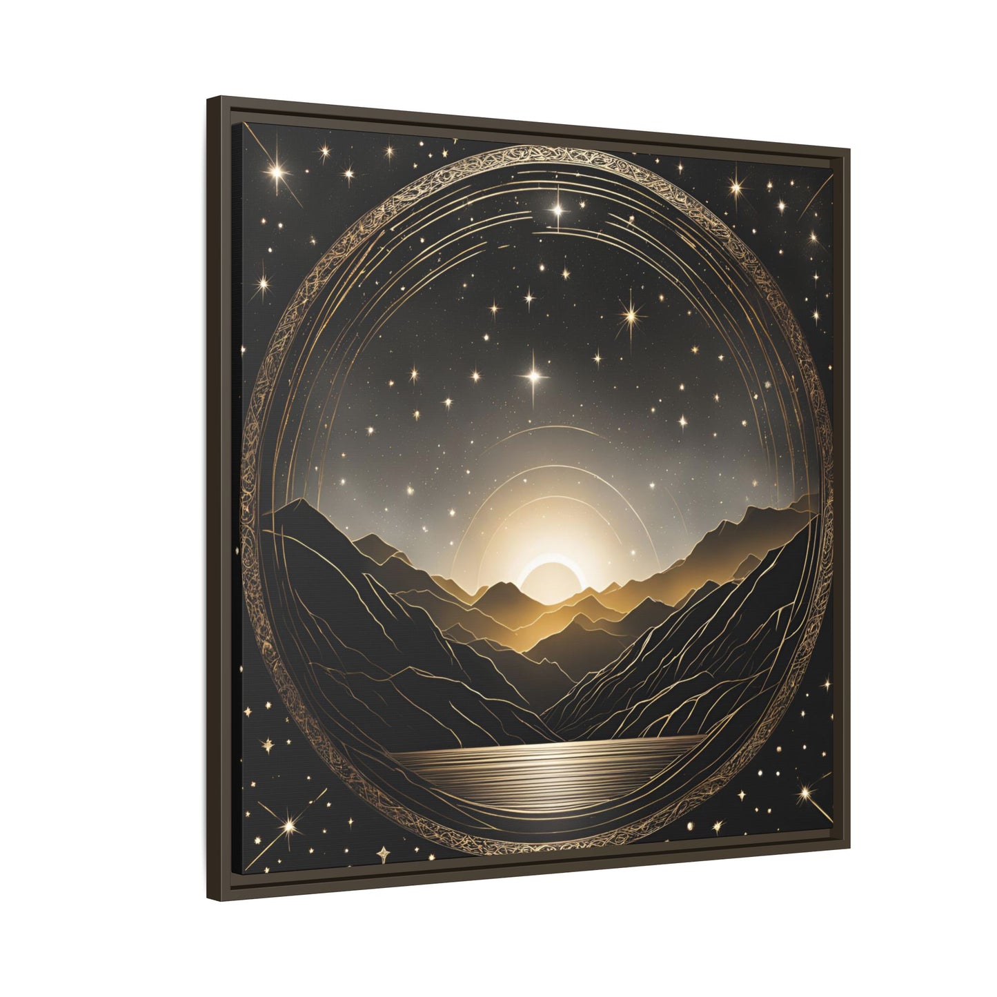 Boho Celestial Design Unique Framed Canvas Wall Art Sun and Stars Astrological Gift Nature Lover Gift Astronomy Gift 3 frame color choices