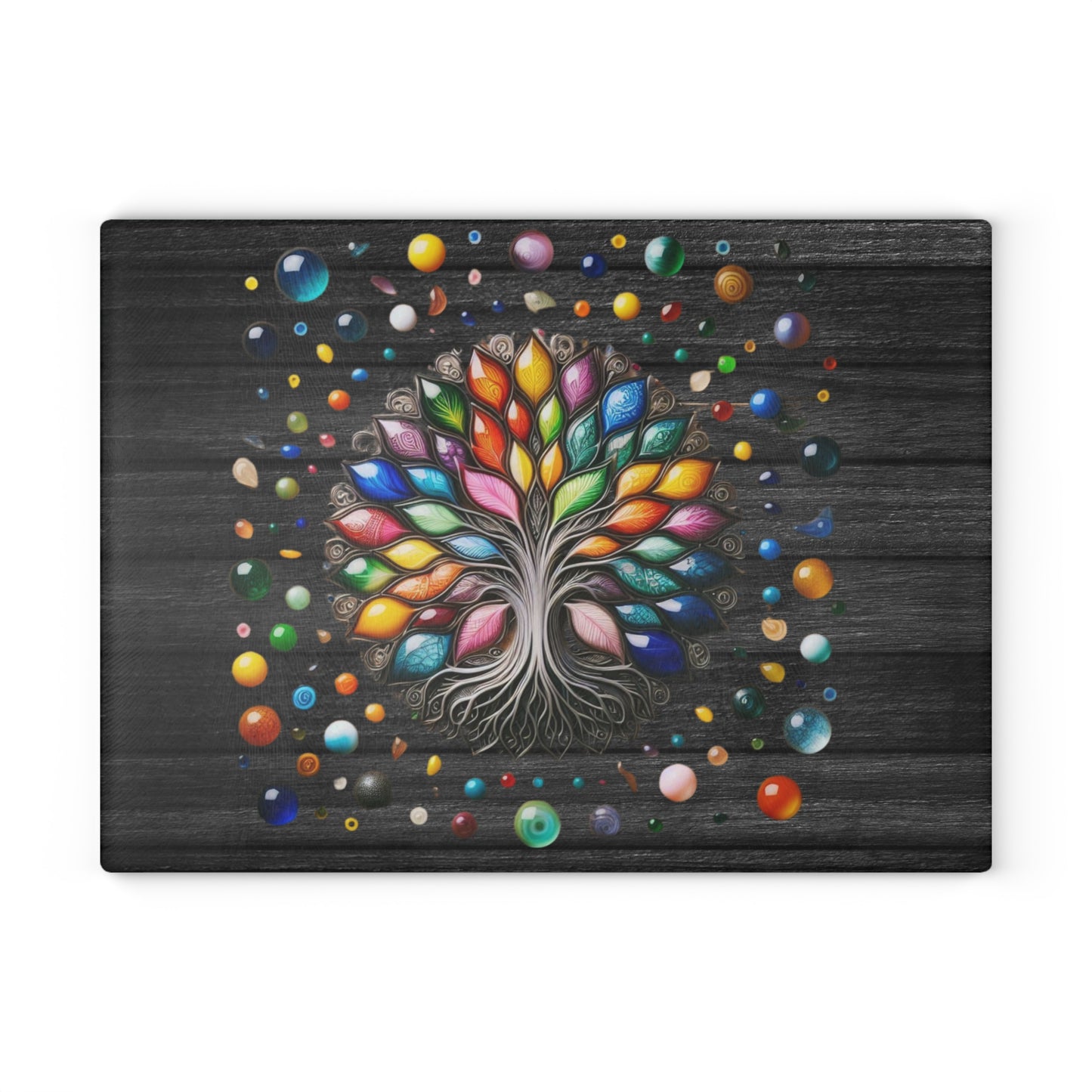 Glass Kitchen Decor Glass Cutting Board Serving Tray with Tree of Life Design Cutting Board Gift for Home Cook Glass Charcuterie Board