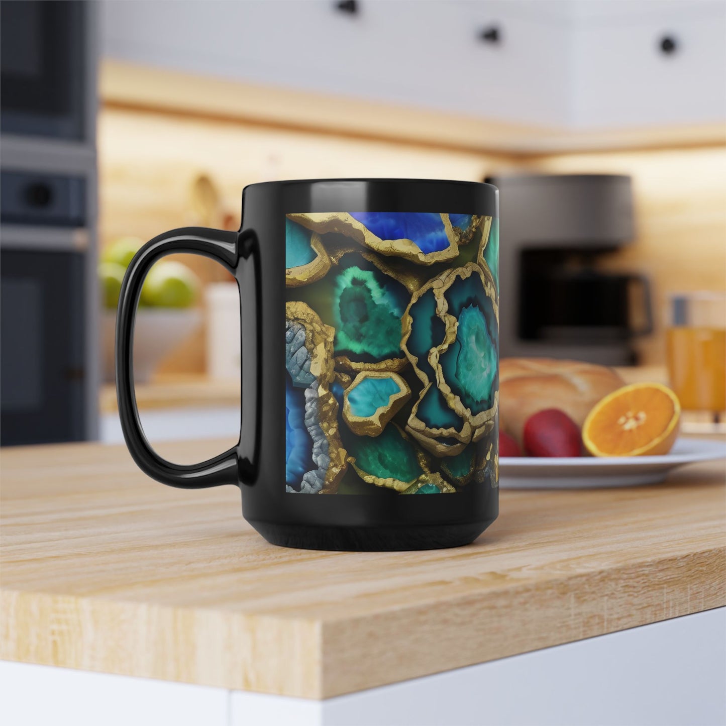 Ceramic Coffee Mug Quartz-Inspired Agate Image Nature Lover Ceramic Unique Colorful Teacup Geode Rock Gemstone Lover Ceramic 15 oz Mug