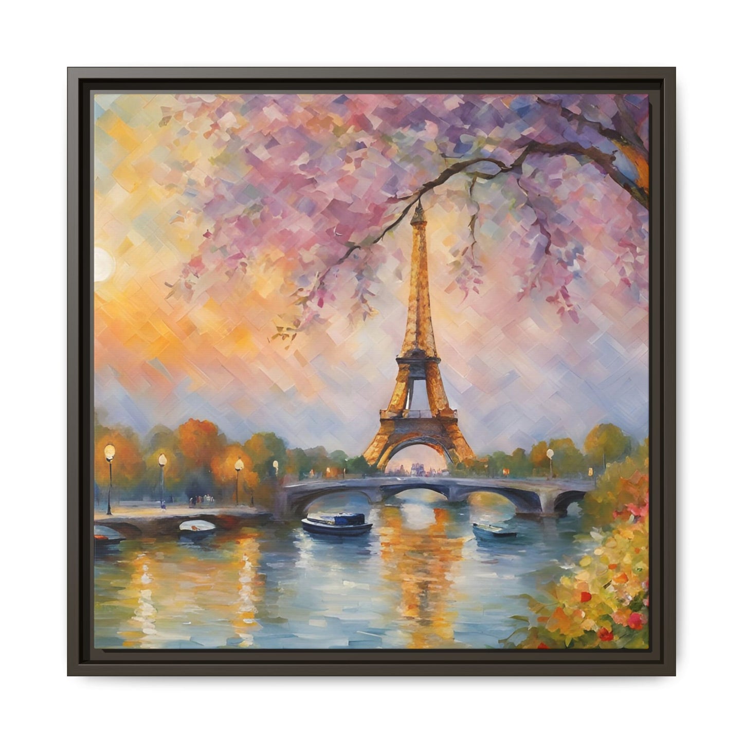 Modern Abstract Eiffel Tower Design Unique Framed Canvas Landscape Wall Art Paris France Gift Nature Lover Gift 3 frame colors