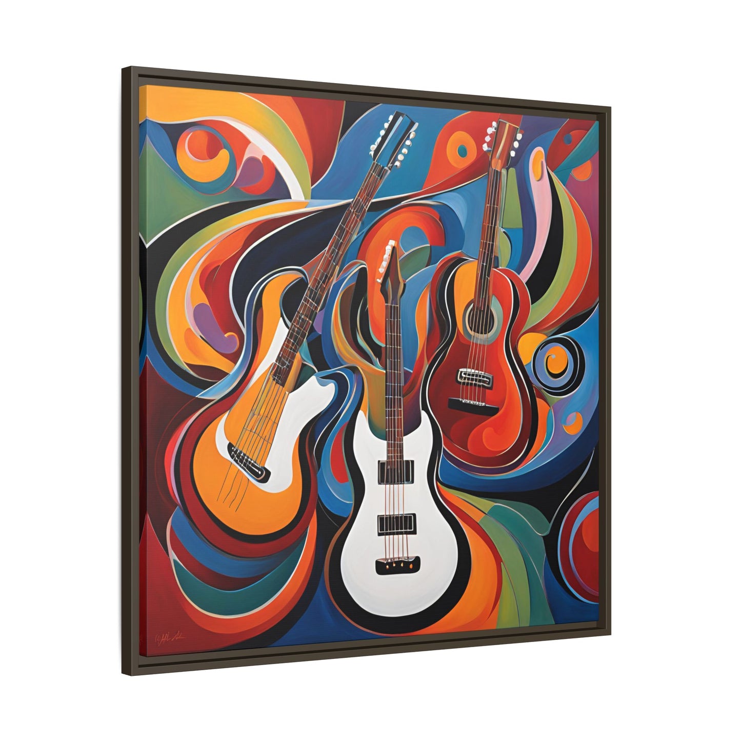 Modern Music-Themed Print Abstract Design Unique Framed Canvas Print Guitar Wall Art Music Lover Gift Decor 3 frame colors