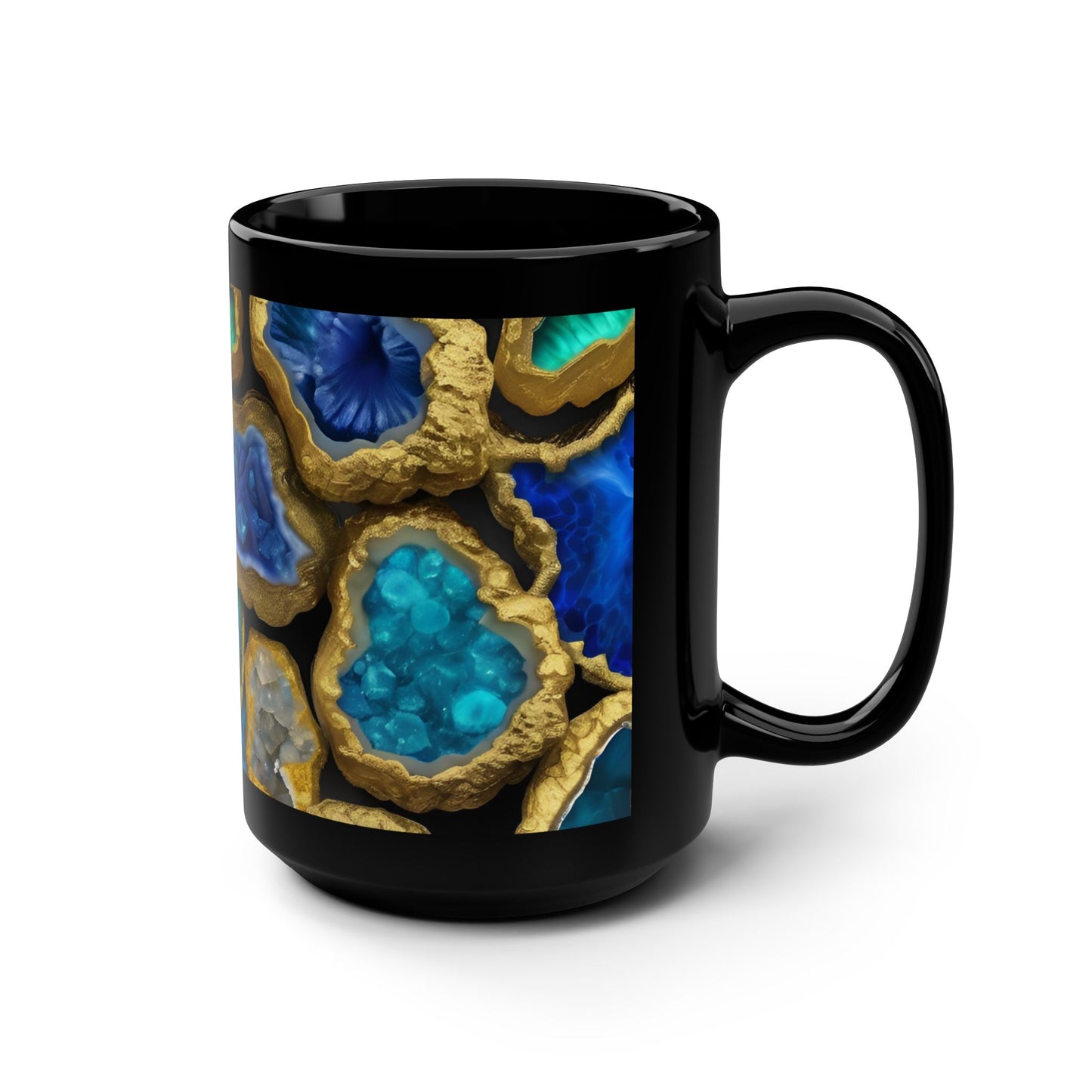 Ceramic Coffee Mug Quartz-Inspired Agate Image Nature Lover Ceramic Unique Colorful Teacup Geode Rock Gemstone Lover Ceramic 15 oz Mug