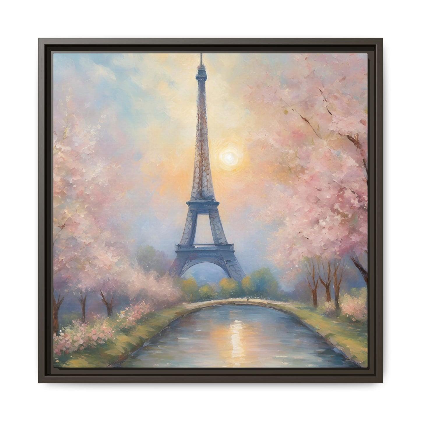 Modern Abstract Pastel Eiffel Tower Design Unique Framed Colorful Canvas Landscape Wall Art Paris France Gift Landscape Gift 3 frame colors