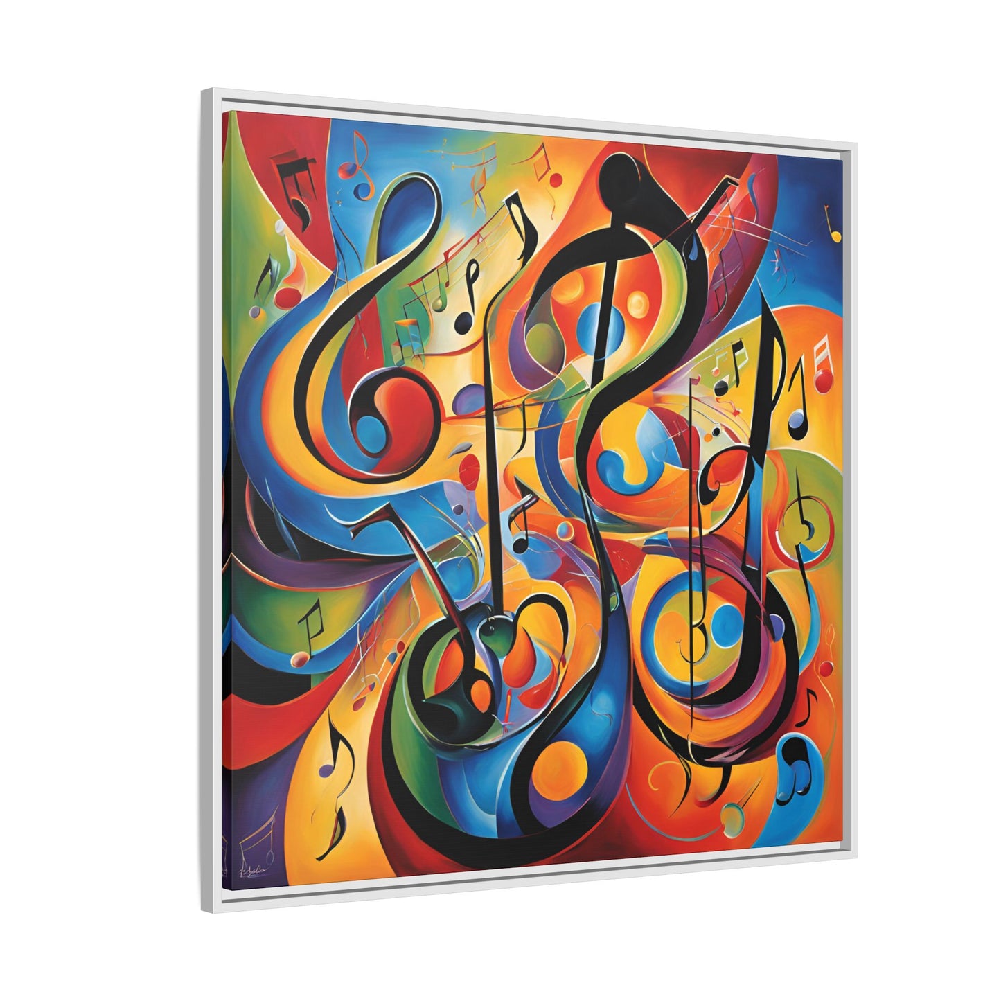 Modern Music-Themed Print Abstract Design Unique Framed Canvas Print Treble Clef Note Wall Art Music Lover Gift Decor 3 frame colors