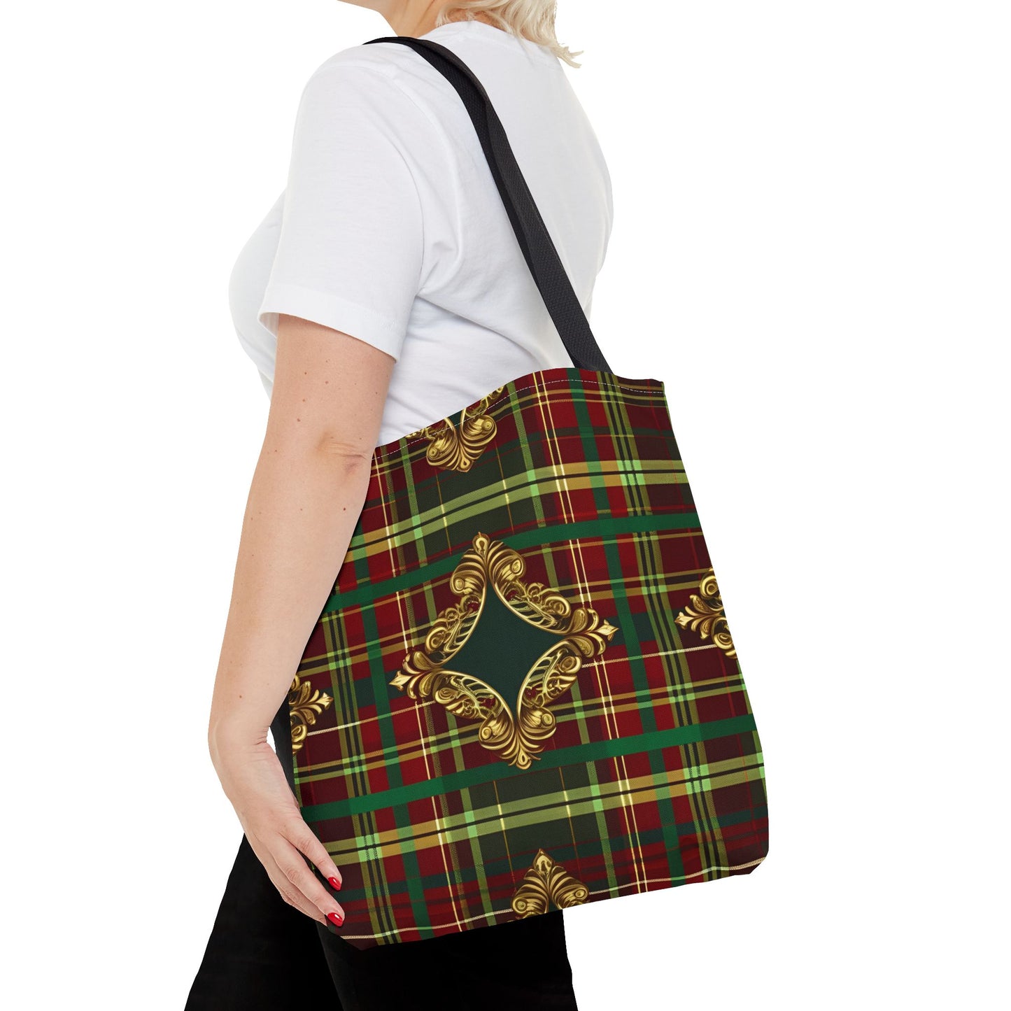 Christmas Tote Bag Holiday Cheer Gift Glam Winter Accessory Reusable Winter Plaid Tartan Shopping Bag Xmas Joy Gift Unisex Bag for Him Her