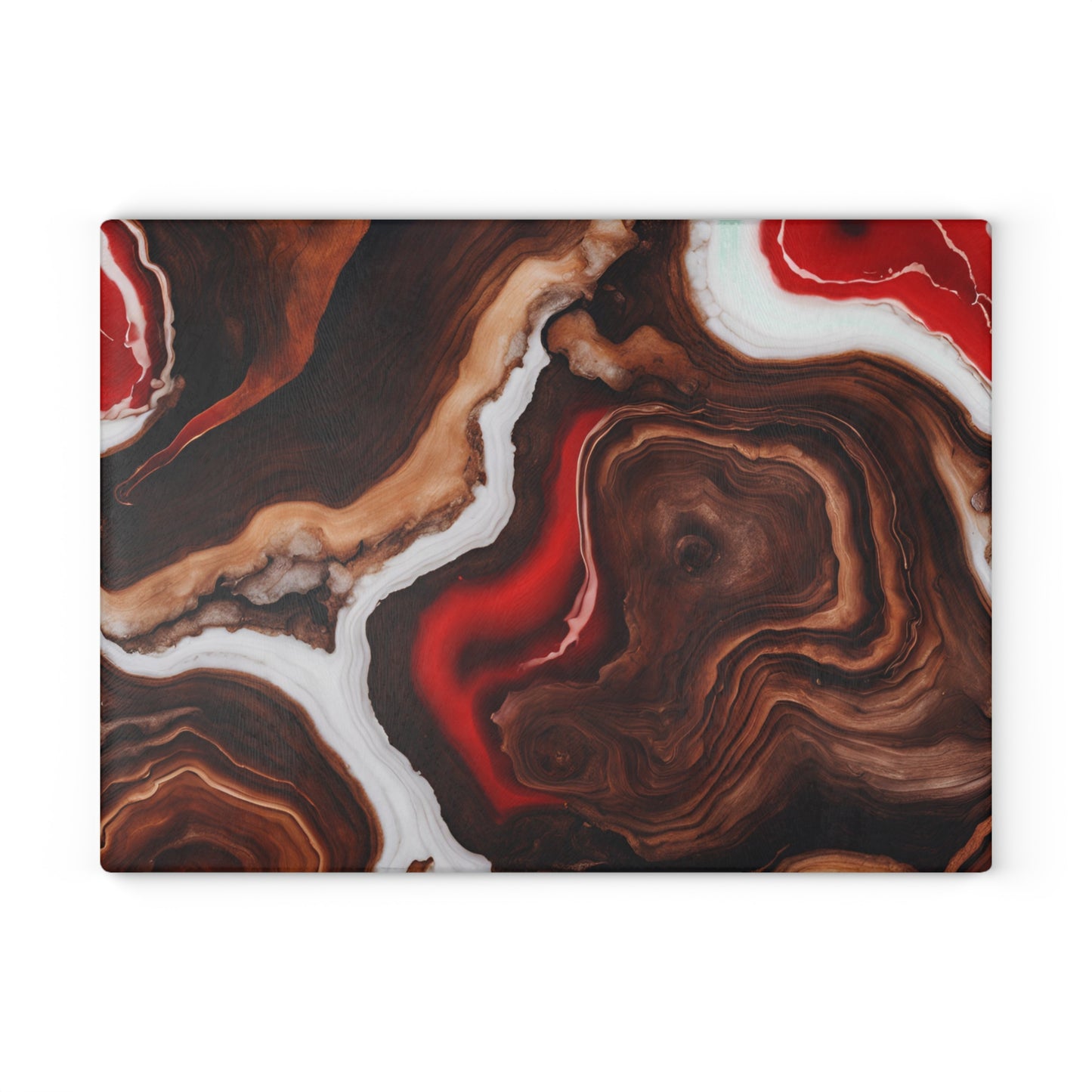Kitchen Decor Glass Wood-look Image Nature Lover Cutting Board Serving Tray Home Cook Gift Colorful Glass Geode-inspired Charcuterie Board