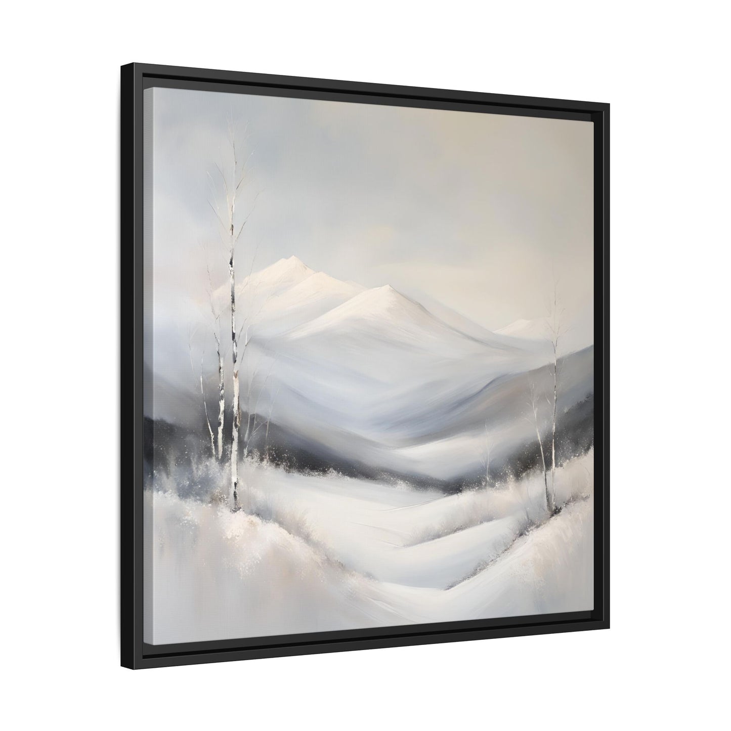 Modern Abstract Mountain Design Unique Framed Canvas Wall Art Snowy Gift Nature Lover Gift 3 frame colors