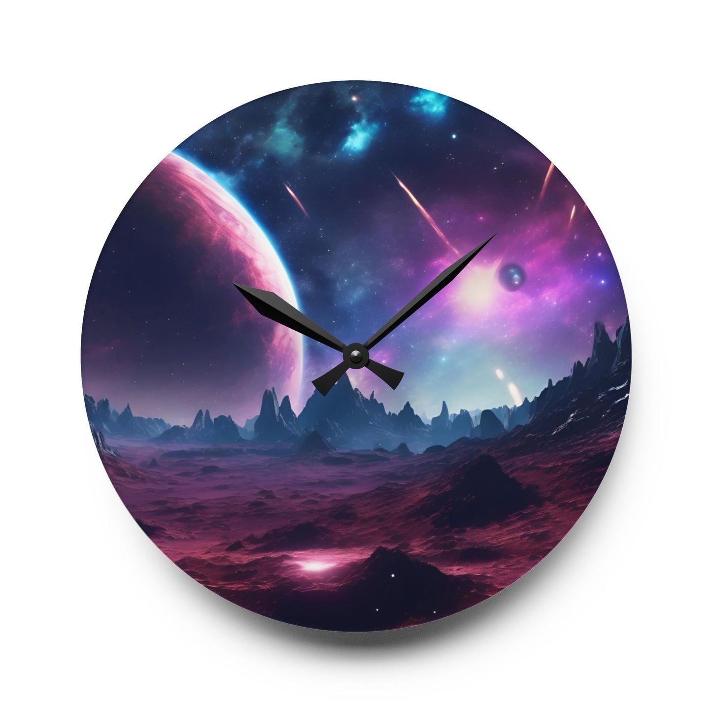 Celestial Deep Space Galaxy Design Acrylic Office Clock Unique Colorful Wall Clock for Kitchen or Living Room Outerspace Image Sci-Fi Gift