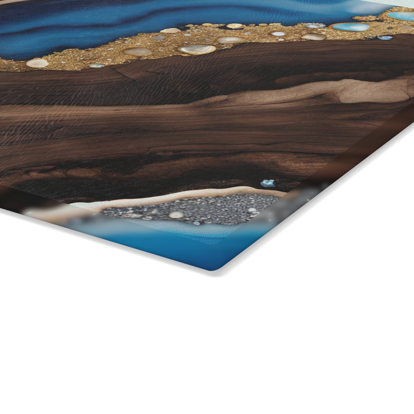 Kitchen Decor Glass Wood-look Image Nature Lover Cutting Board Serving Tray Home Cook Gift Colorful Glass Geode-inspired Charcuterie Board