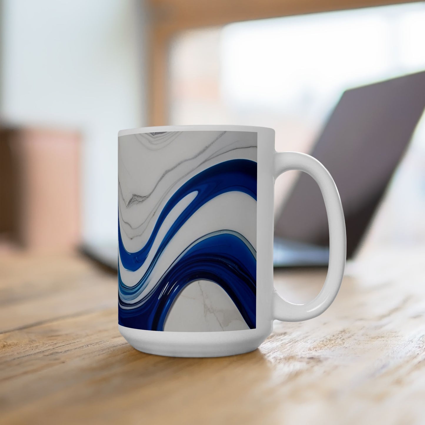 Ceramic Coffee Mug Modern Wave Design Mug Tea Cup Oceanic Swirl Design Salt Life Surfer Beachy Theme Ceramic Mug
