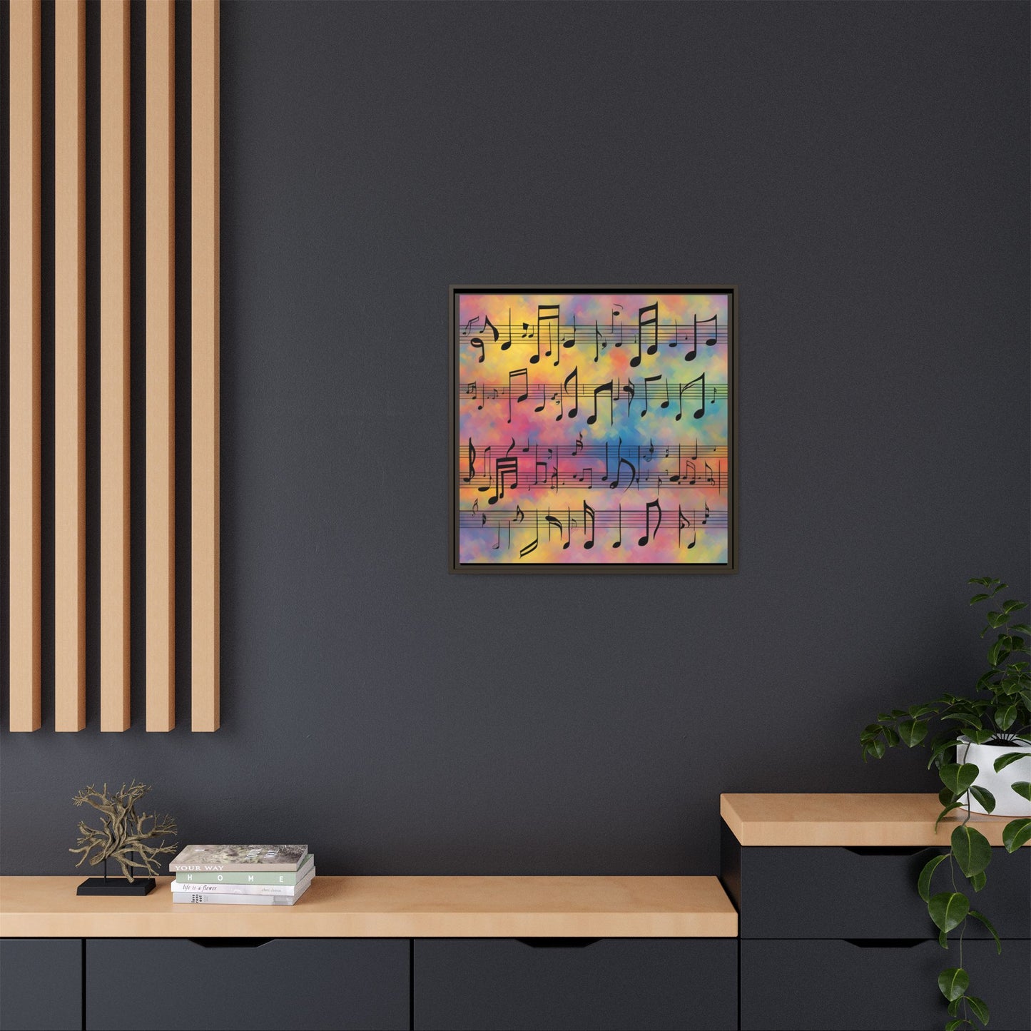 Modern Music-Themed Print Abstract Design Unique Framed Canvas Print Sheet Music Wall Art Music Lover Gift Decor 3 frame colors