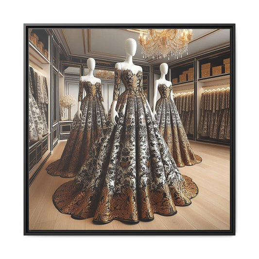 Fashion Formal Runway Dress Framed Canvas Print Wall Art Unique Fashion Designer Style Haute Couture Fashionista Gift Decor 3 Frame Colors