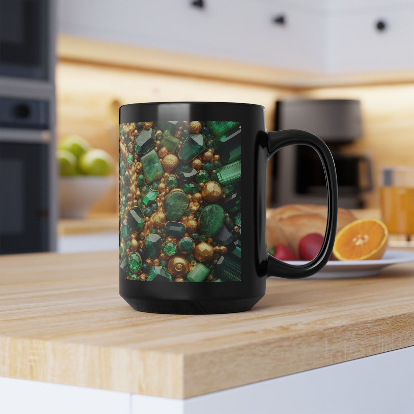 Ceramic Coffee Mug Quartz-Inspired Image Nature Rock Lover Ceramic Tea Cup Flower Emerald Gemstone Lover Geode Look Ceramic Mug