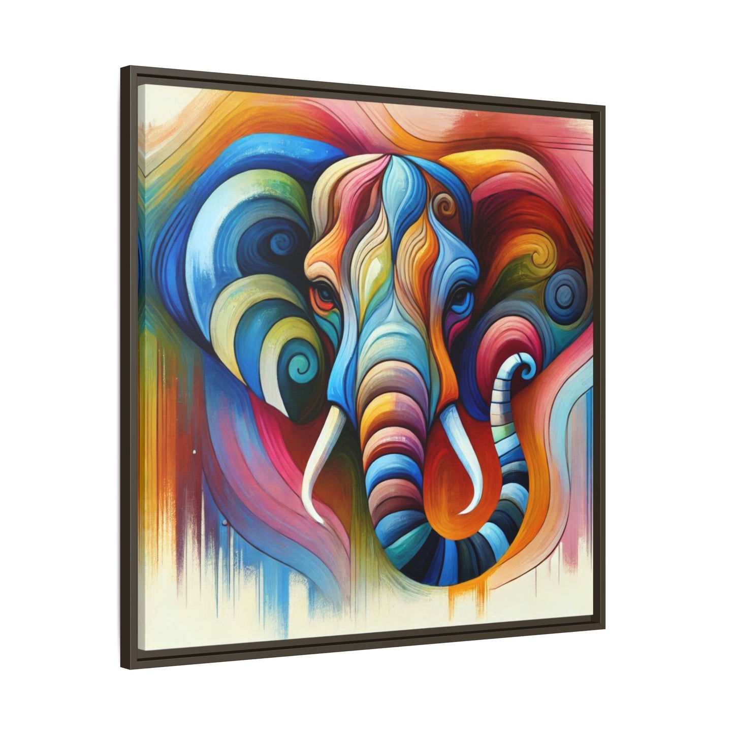 Modern Elephant Print Abstract Design Unique Framed Canvas Print African Wall Art Animal Lover Gift Nature Lover Decor 3 frame colors