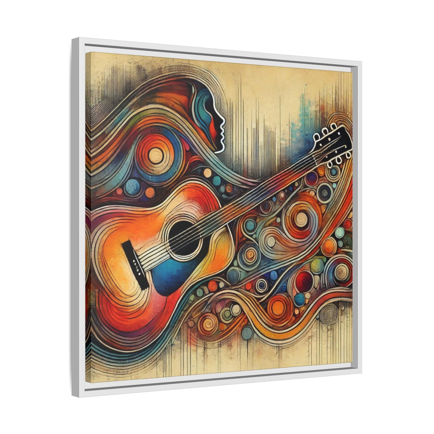 Modern Music-Themed Print Abstract Design Unique Framed Canvas Print Guitar Wall Art Music Lover Gift Decor 3 frame colors