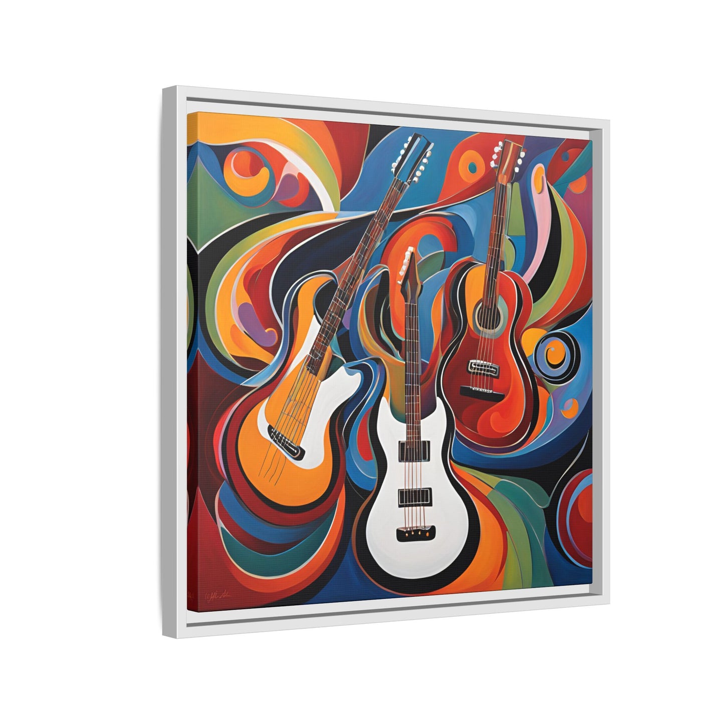 Modern Music-Themed Print Abstract Design Unique Framed Canvas Print Guitar Wall Art Music Lover Gift Decor 3 frame colors