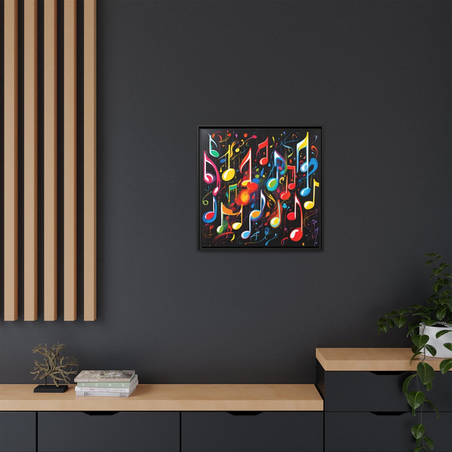 Modern Music-Themed Print Abstract Design Unique Framed Canvas Print Treble Clef Note Wall Art Music Lover Gift Decor 3 frame colors