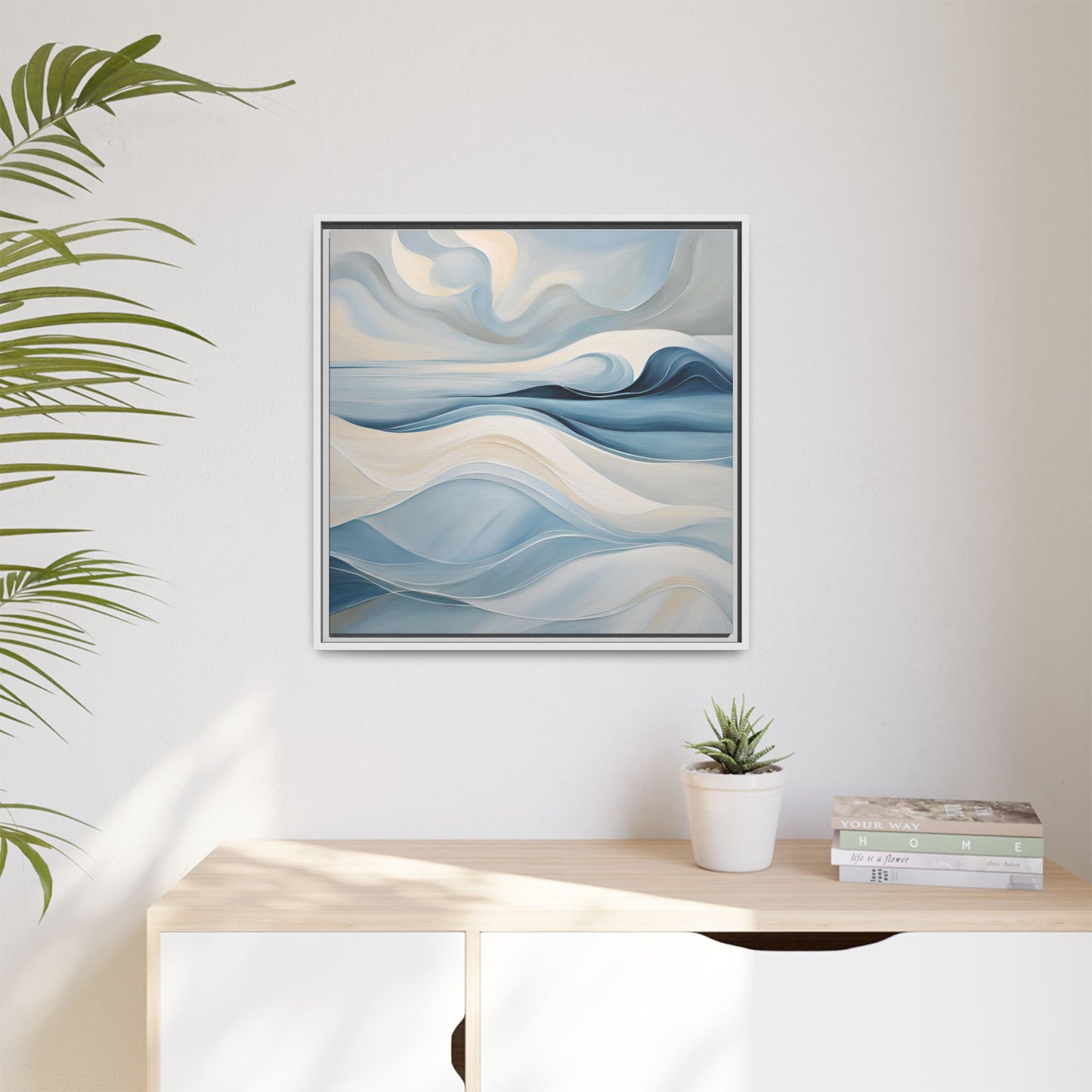 Modern Abstract Wave Design Unique Framed Canvas Wall Art Ocean Beach Gift Nature Lover Gift Underwater Sea Lover Gift 3 frame colors