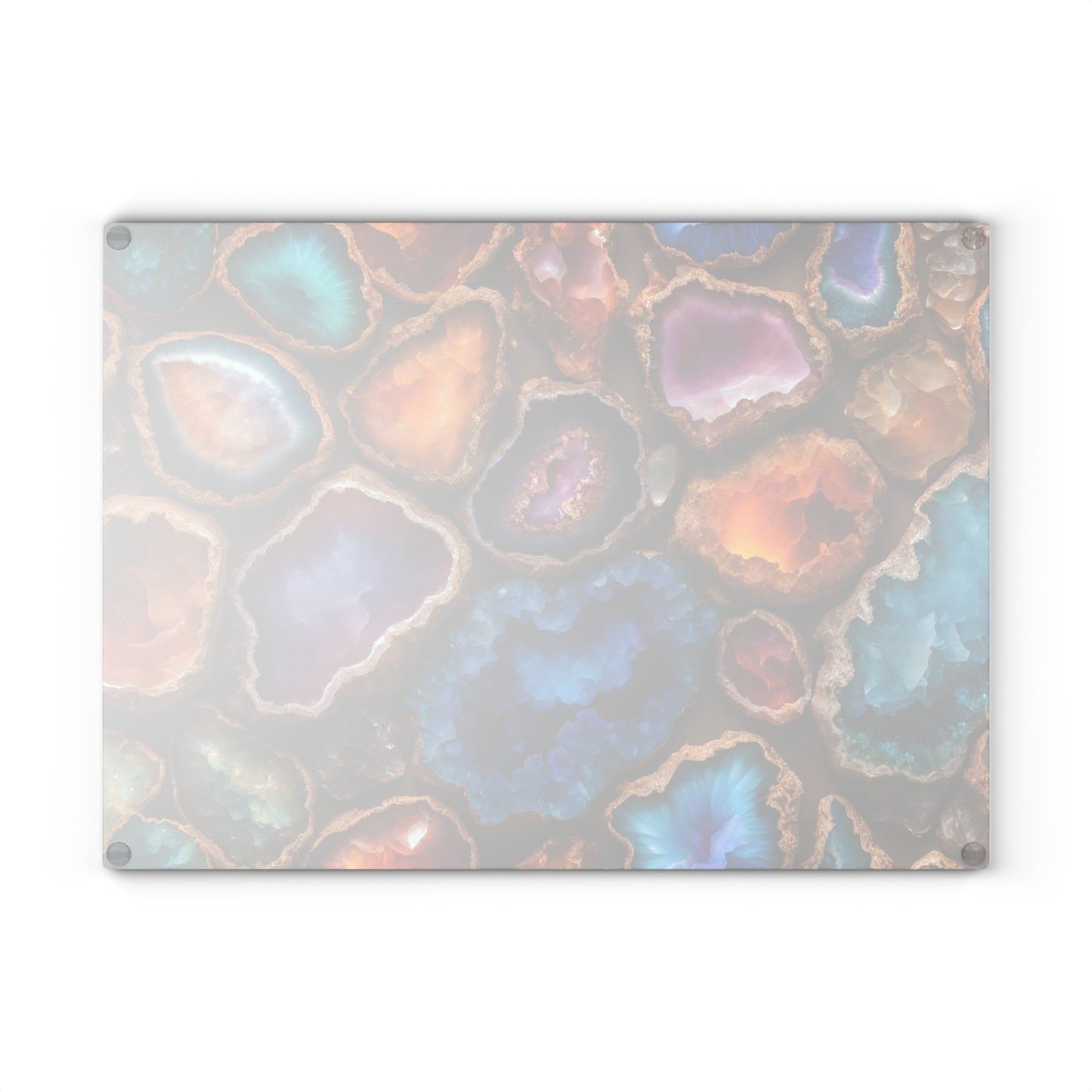 Kitchen Decor Glass Geode-Themed Image Unique Rock Lover Cutting Board Serving Tray Home Cook Gift Colorful Glass Charcuterie Board
