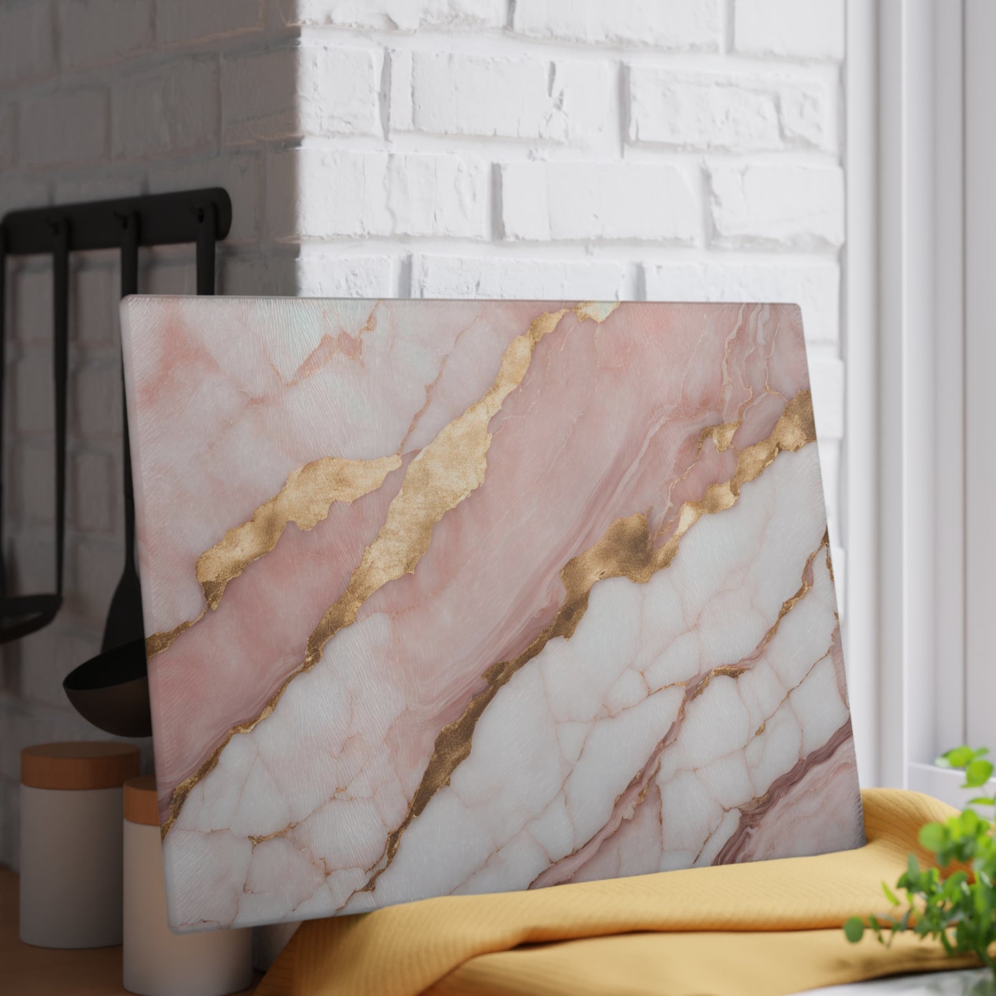 Kitchen Decor Glass Cutting Board Serving Tray with Quartz-look Design Cutting Board Gift for Home Cook Fun Marble-look Charcuterie Board