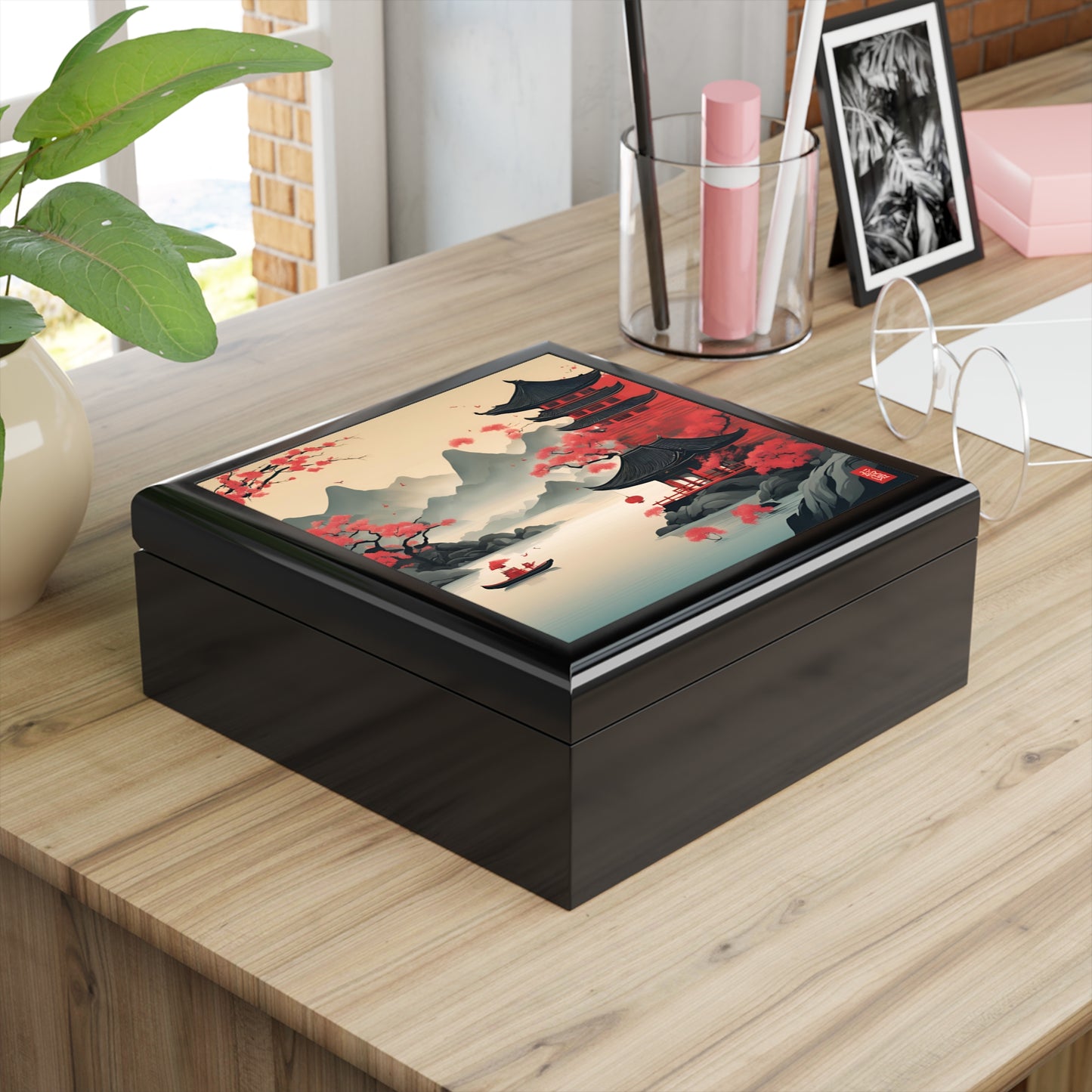 Unique Art Print Design Jewelry Box Trinket Box Bedroom Dresser Decor Vanity Gift Box - 3 colors to choose from