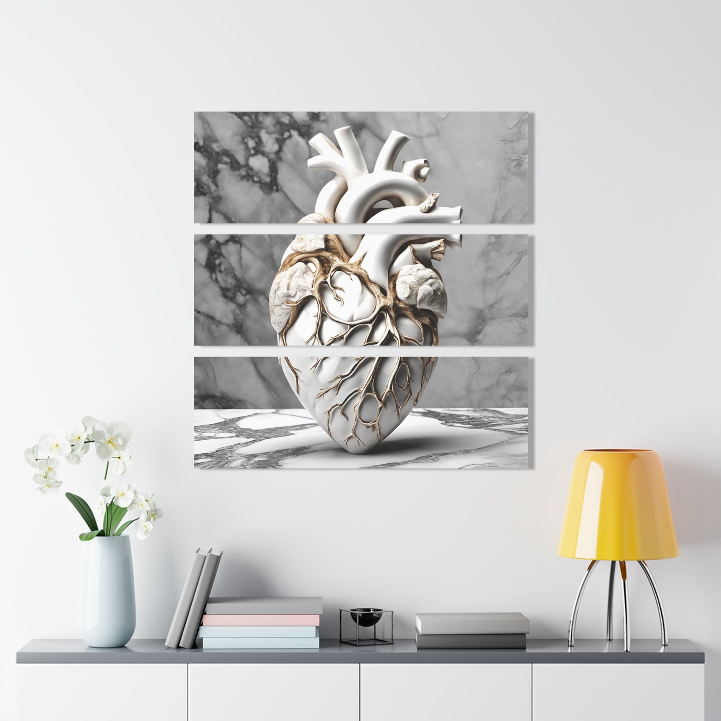 Heart Design Triptych Acrylic Print Wall Art Unique Cyberpunk Anatomical Heart Design