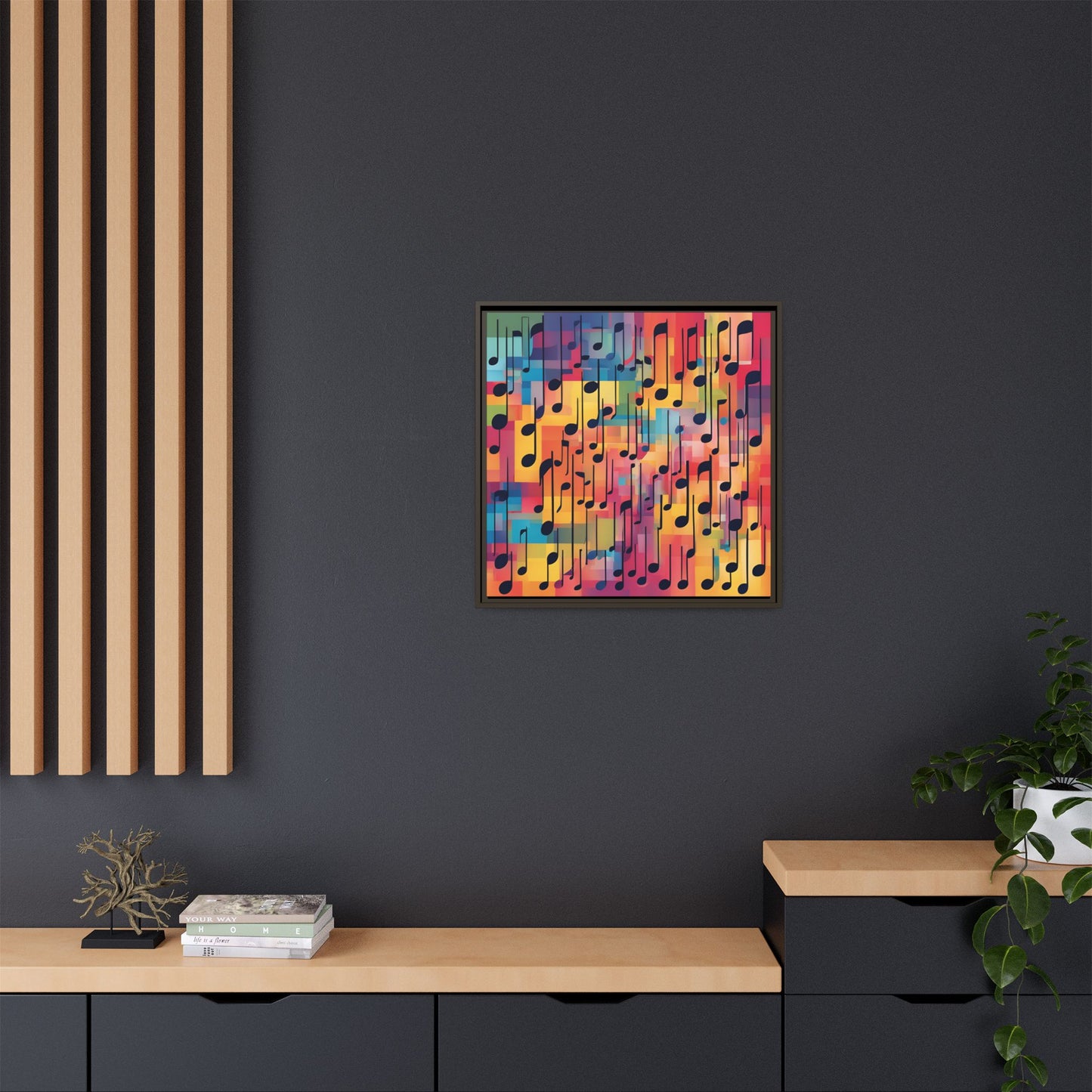 Modern Music-Themed Print Abstract Design Unique Framed Canvas Print Treble Clef Note Wall Art Music Lover Gift Decor 3 frame colors