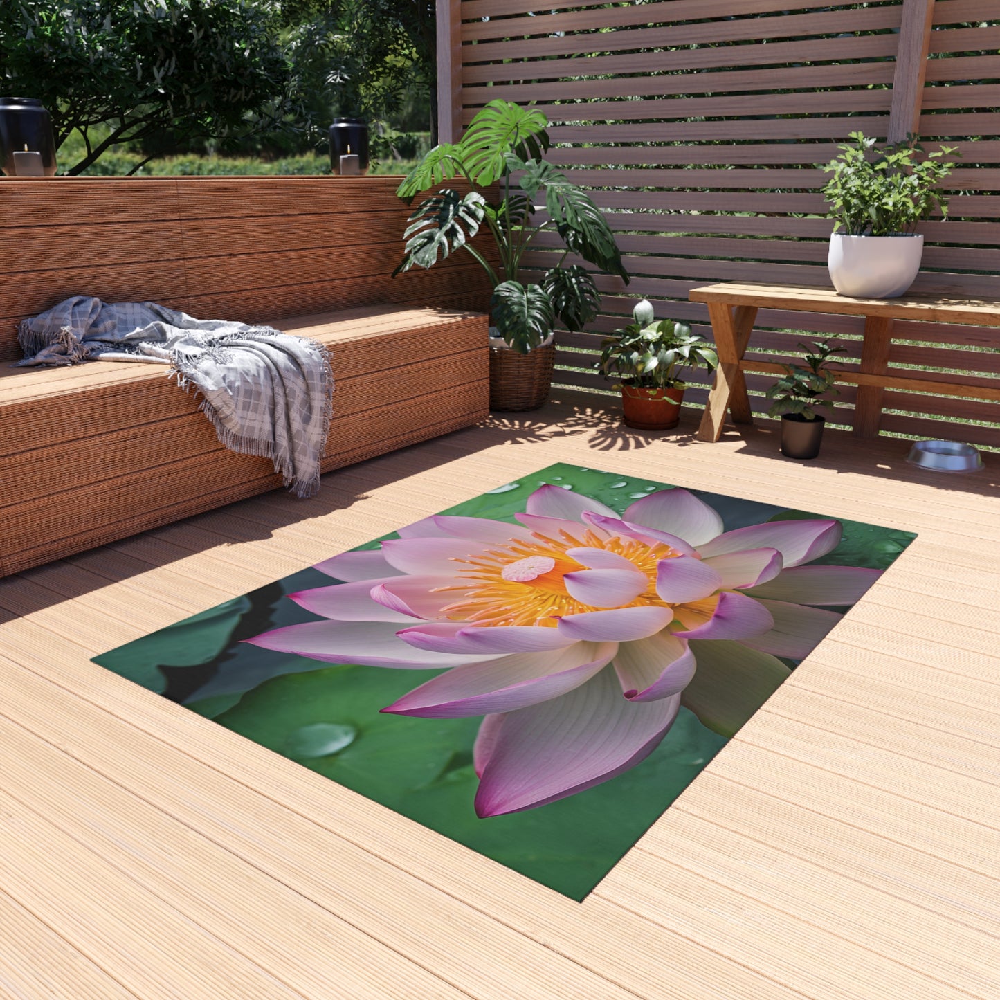Chenille Outdoor Rug with No-Skid Backing Cozy Outdoor Carpet Patio Decor Gazebo Rug Pool Area Decor Outdoor Kitchen Carpet