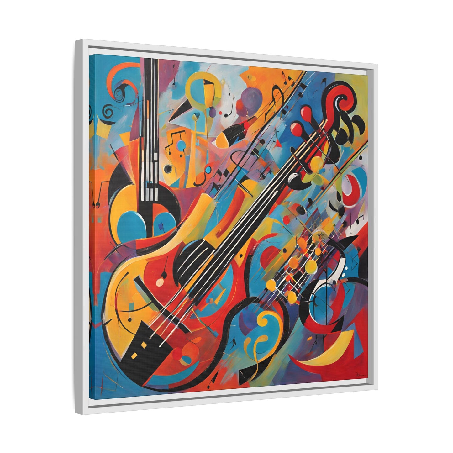 Modern Music-Themed Print Abstract Design Unique Framed Canvas Print Guitar Wall Art Music Lover Gift Decor 3 frame colors