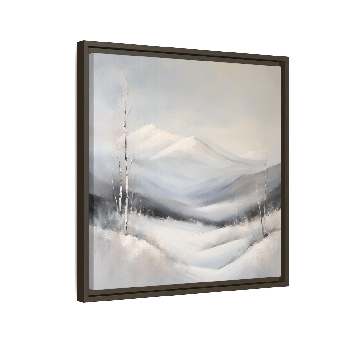 Modern Abstract Mountain Design Unique Framed Canvas Wall Art Snowy Gift Nature Lover Gift 3 frame colors