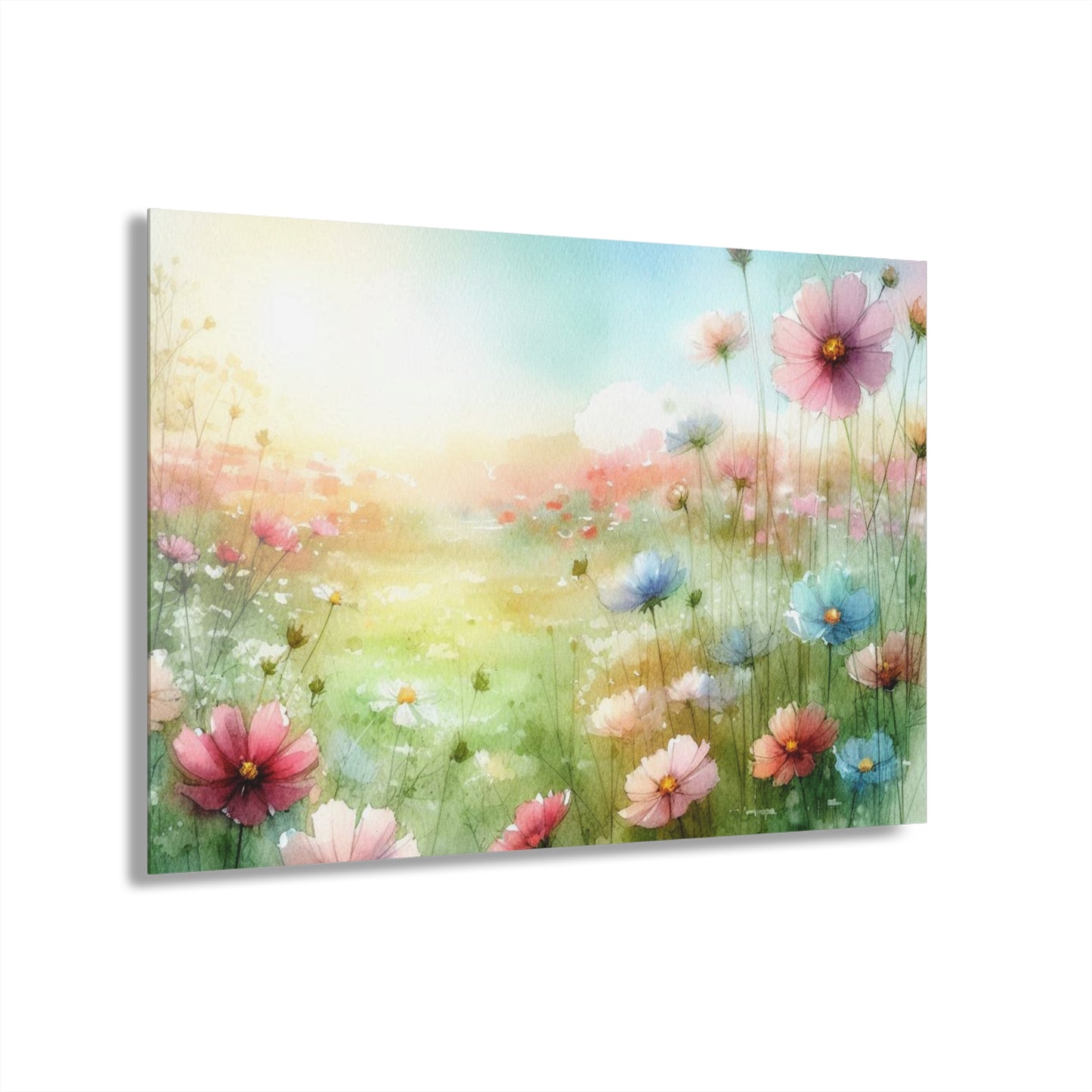 Large Floral Design Acrylic Print with Field of Flowers Nature Lover Wall Art Flower Gift Daisy Flower Artwork Modern Garden Home Decor