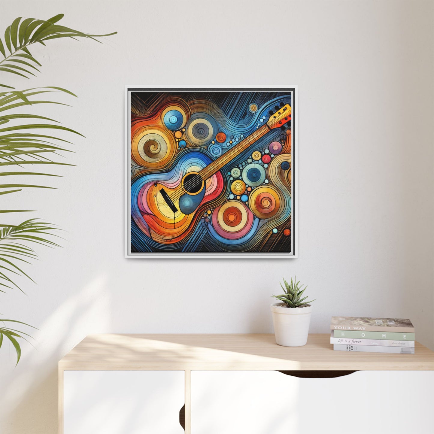 Modern Music-Themed Print Abstract Design Unique Framed Canvas Print Guitar Wall Art Music Lover Gift Decor 3 frame colors