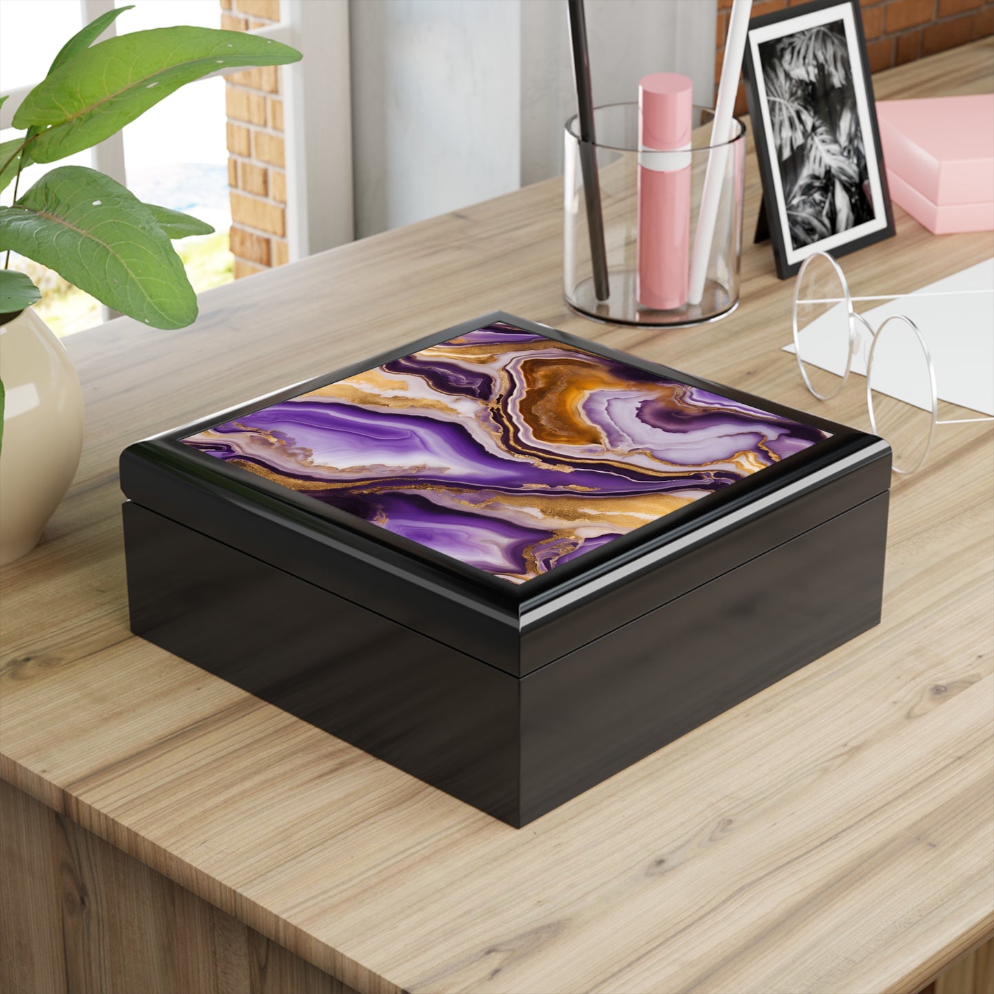 Unique Art Print Design Jewelry Box Trinket Box Bedroom Dresser Decor Vanity Gift Box - 3 colors to choose from