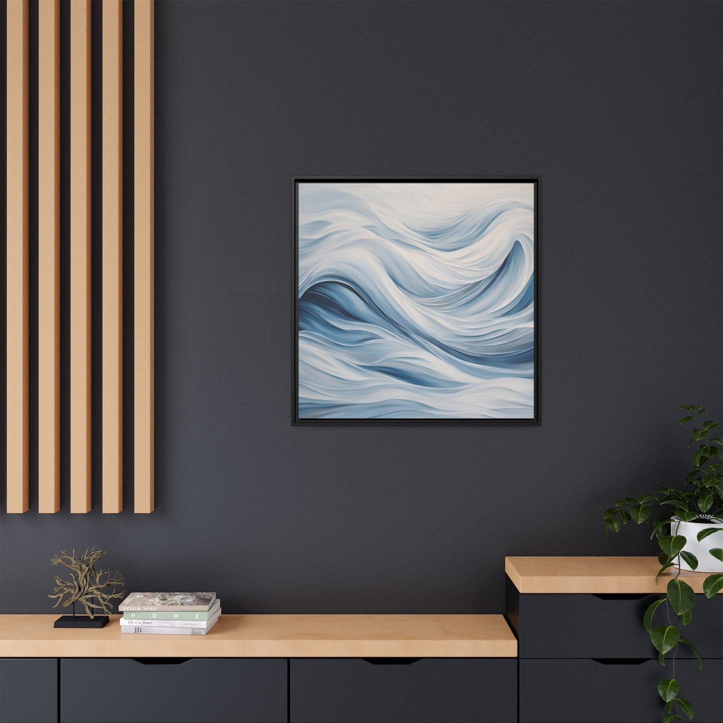 Modern Abstract Wave Design Unique Framed Print Canvas Wall Art Ocean Beach Gift Nature Lover Gift Underwater Sea Lover Gift 3 frame colors