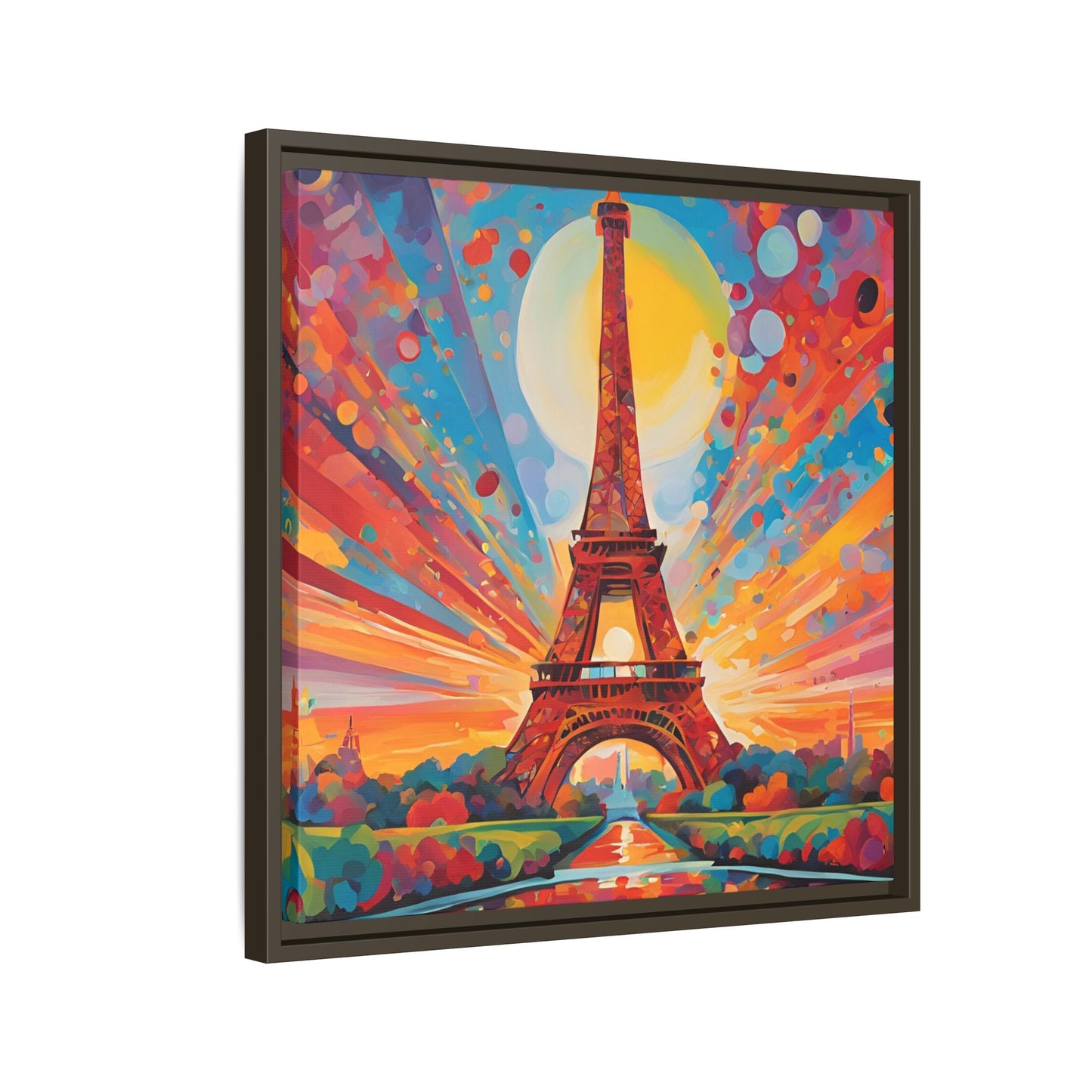 Modern Abstract Eiffel Tower Design Unique Framed Colorful Canvas Landscape Wall Art Paris France Gift Nature Lover Gift 3 frame colors