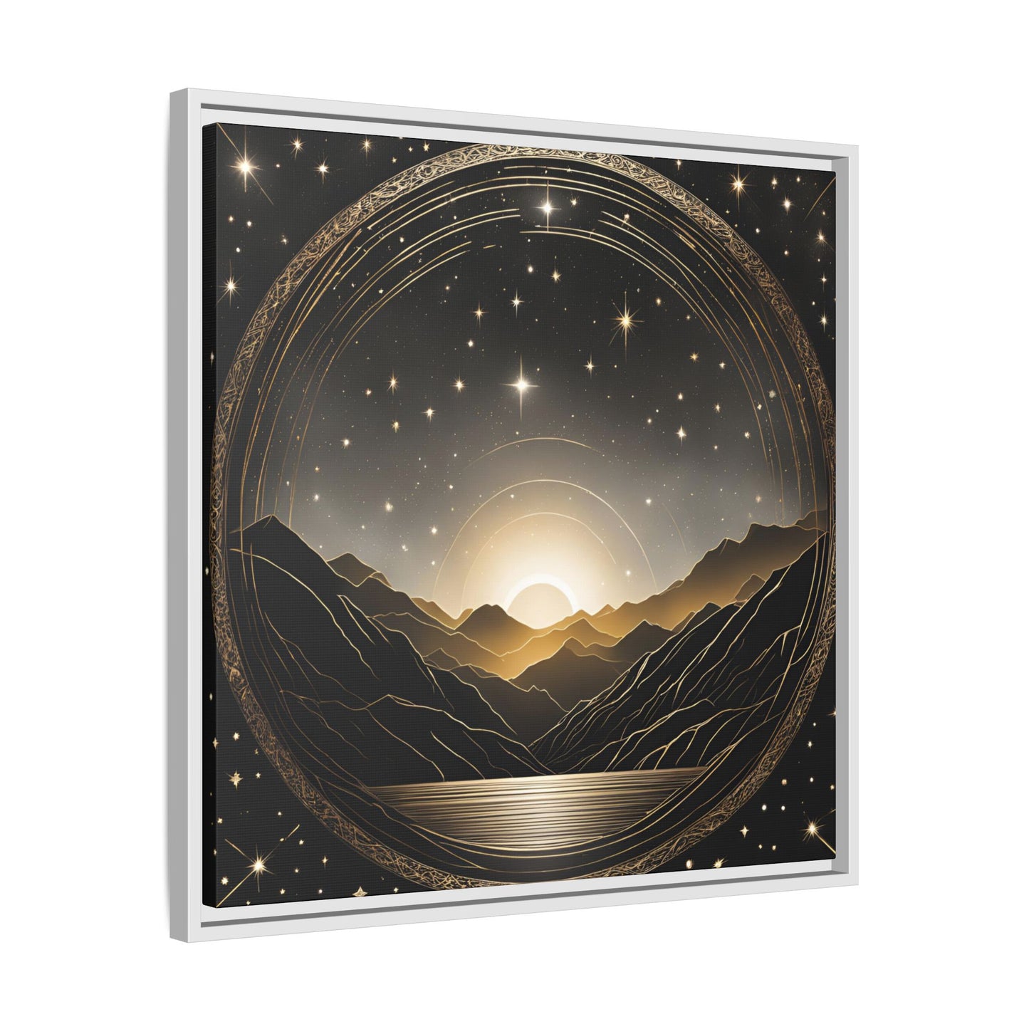 Boho Celestial Design Unique Framed Canvas Wall Art Sun and Stars Astrological Gift Nature Lover Gift Astronomy Gift 3 frame color choices