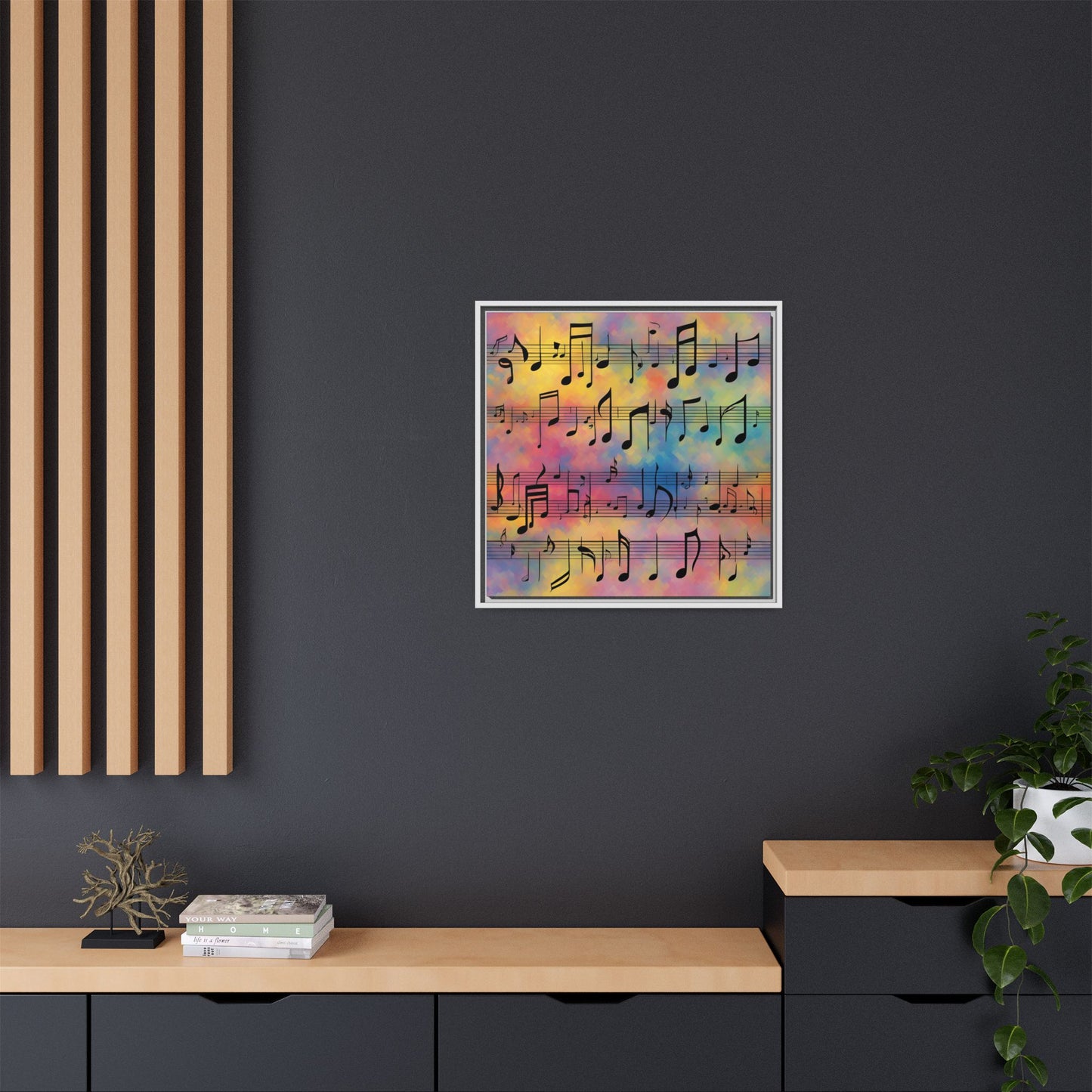Modern Music-Themed Print Abstract Design Unique Framed Canvas Print Sheet Music Wall Art Music Lover Gift Decor 3 frame colors