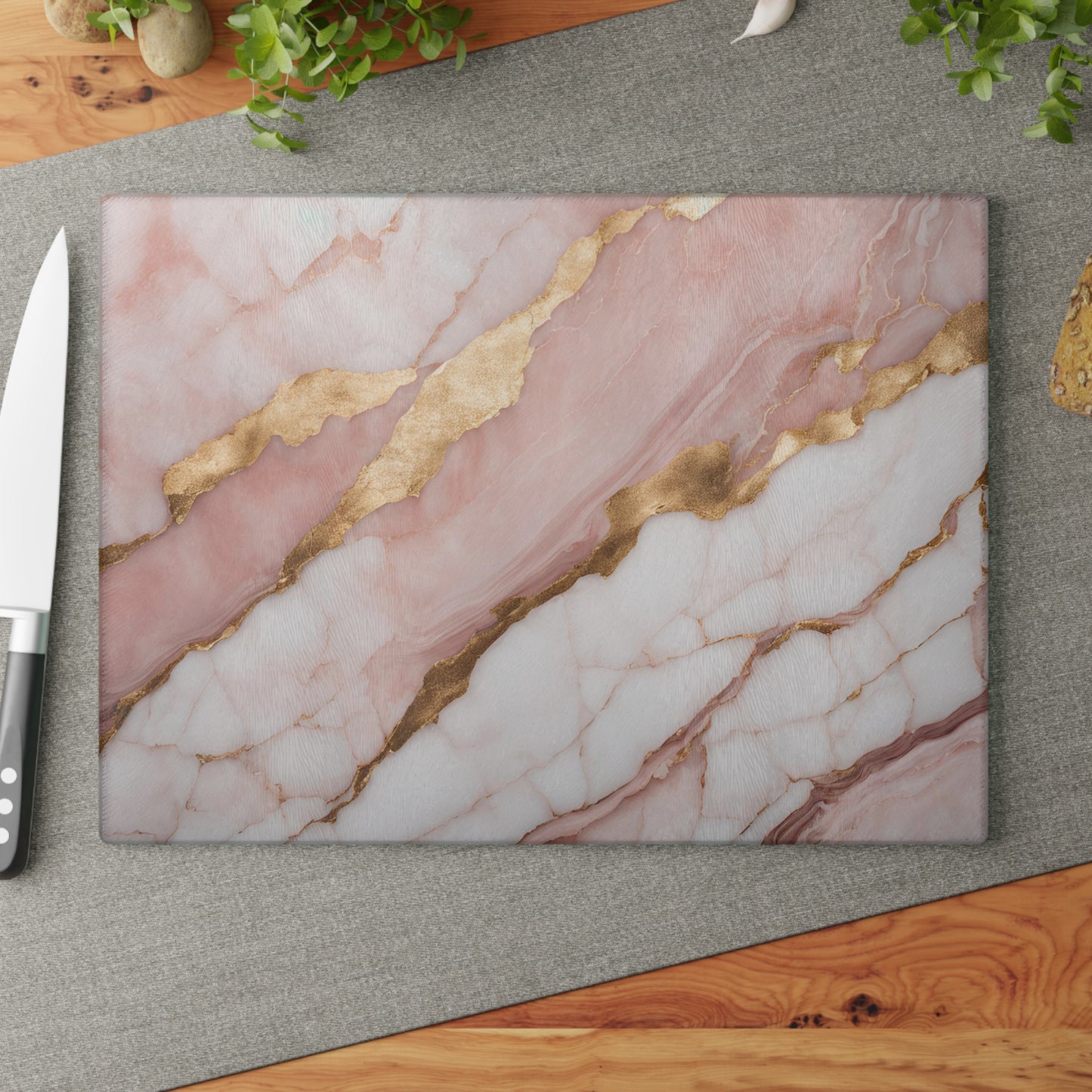 Kitchen Decor Glass Cutting Board Serving Tray with Quartz-look Design Cutting Board Gift for Home Cook Fun Marble-look Charcuterie Board