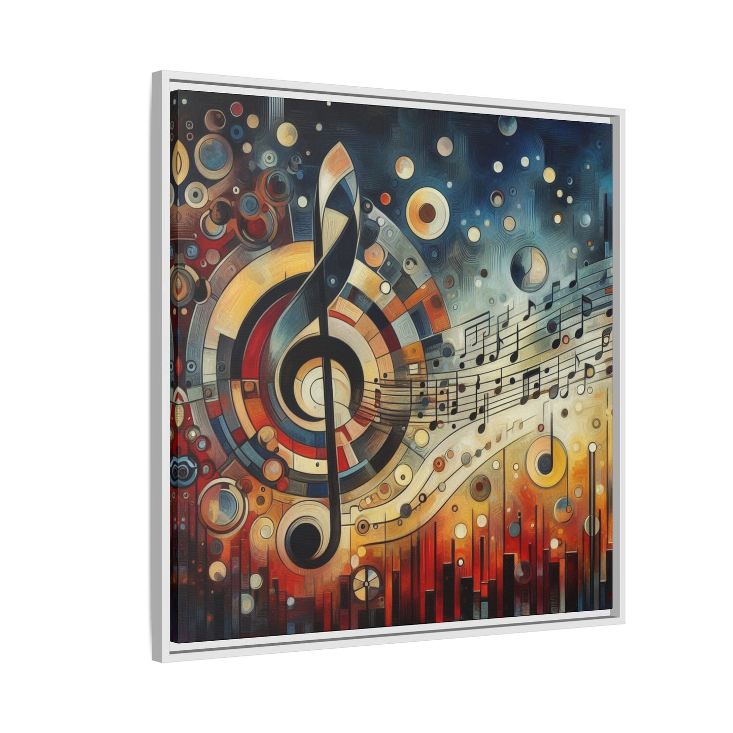 Modern Music-Themed Print Abstract Design Unique Framed Canvas Print Treble Clef Note Wall Art Music Lover Gift Decor 3 frame colors