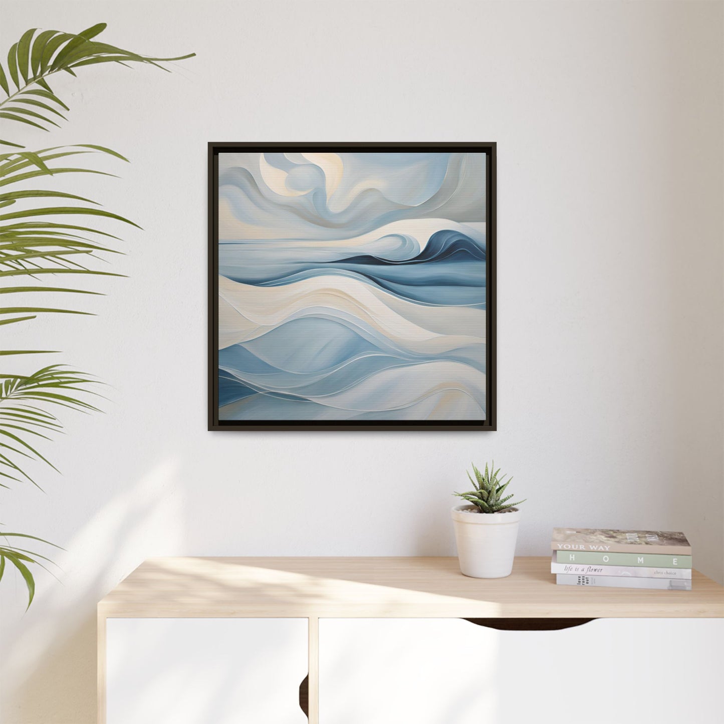 Modern Abstract Wave Design Unique Framed Canvas Wall Art Ocean Beach Gift Nature Lover Gift Underwater Sea Lover Gift 3 frame colors