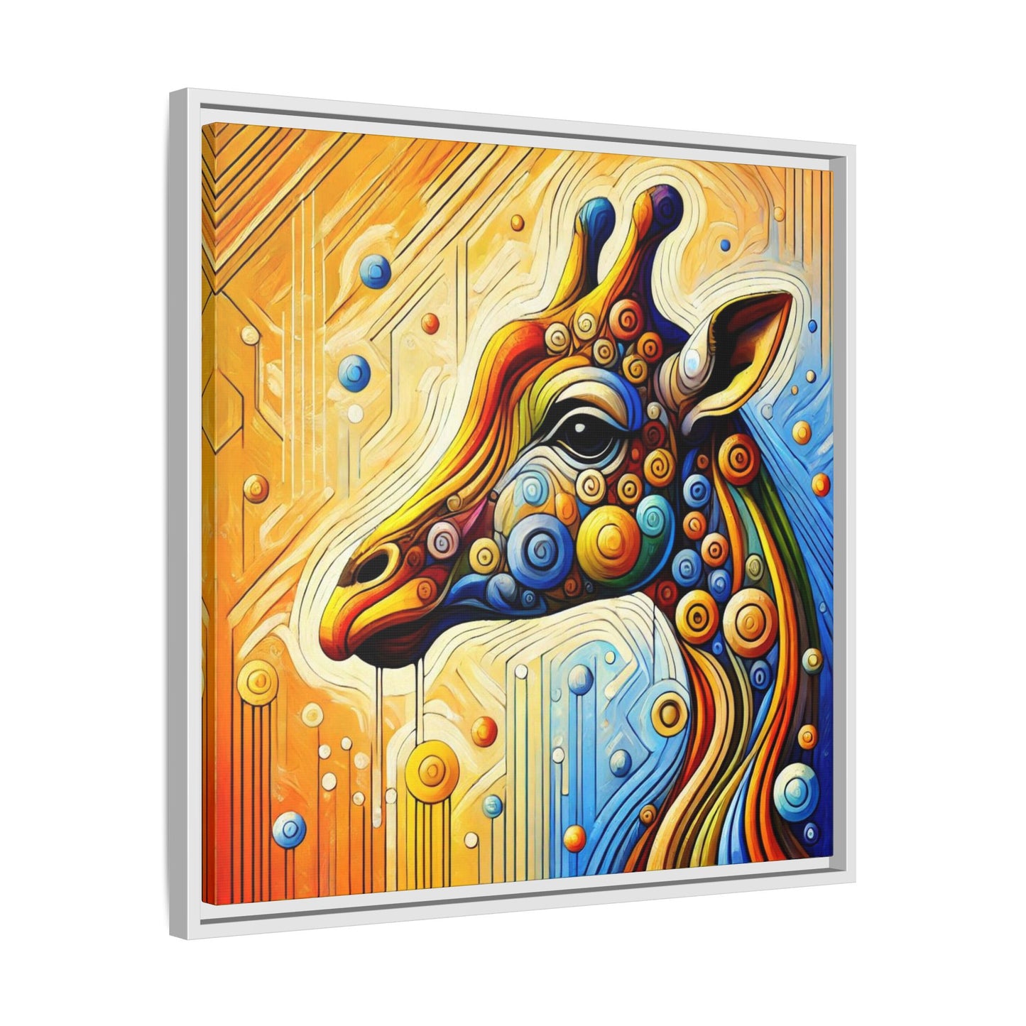 Modern Giraffe Print Abstract Design Unique Framed Canvas Print African Wall Art Animal Lover Gift Nature Lover Decor 3 frame colors