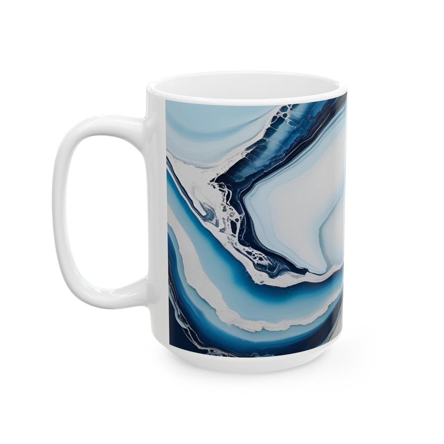 Ceramic Coffee Mug Modern Wave Design Mug Tea Cup Oceanic Swirl Design Salt Life Surfer Beachy Theme Ceramic Mug