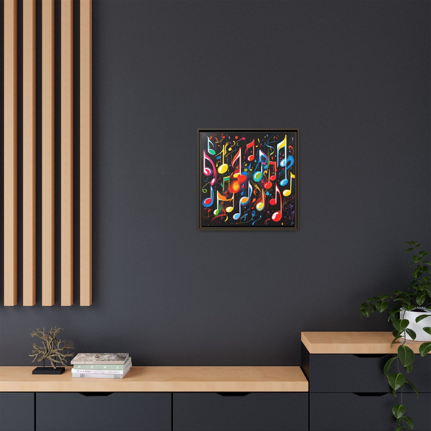 Modern Music-Themed Print Abstract Design Unique Framed Canvas Print Treble Clef Note Wall Art Music Lover Gift Decor 3 frame colors