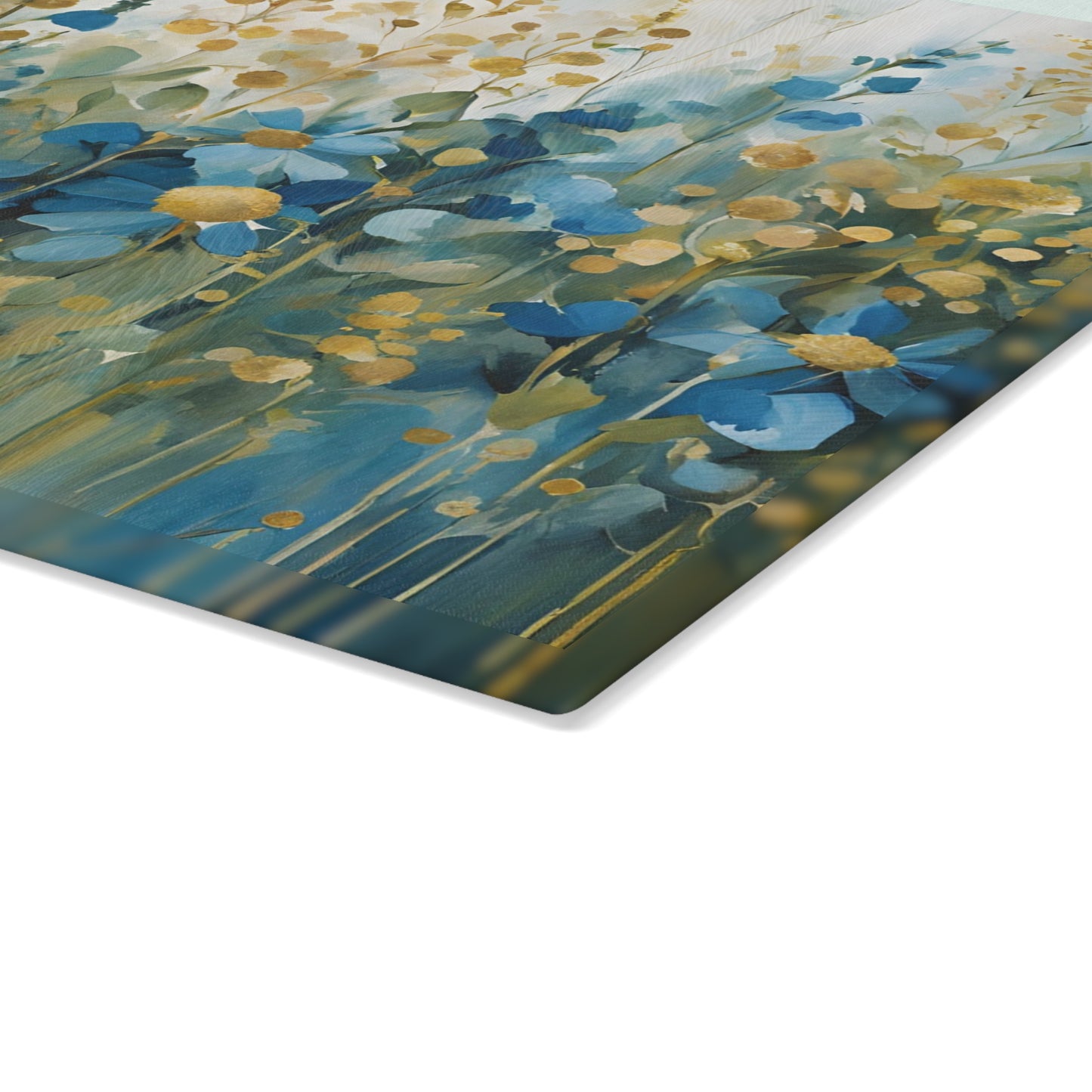 Kitchen Decor Glass Cutting Board Serving Tray with Field of Flowers Pattern Cutting Board Gift for Home Cook Charcuterie Board