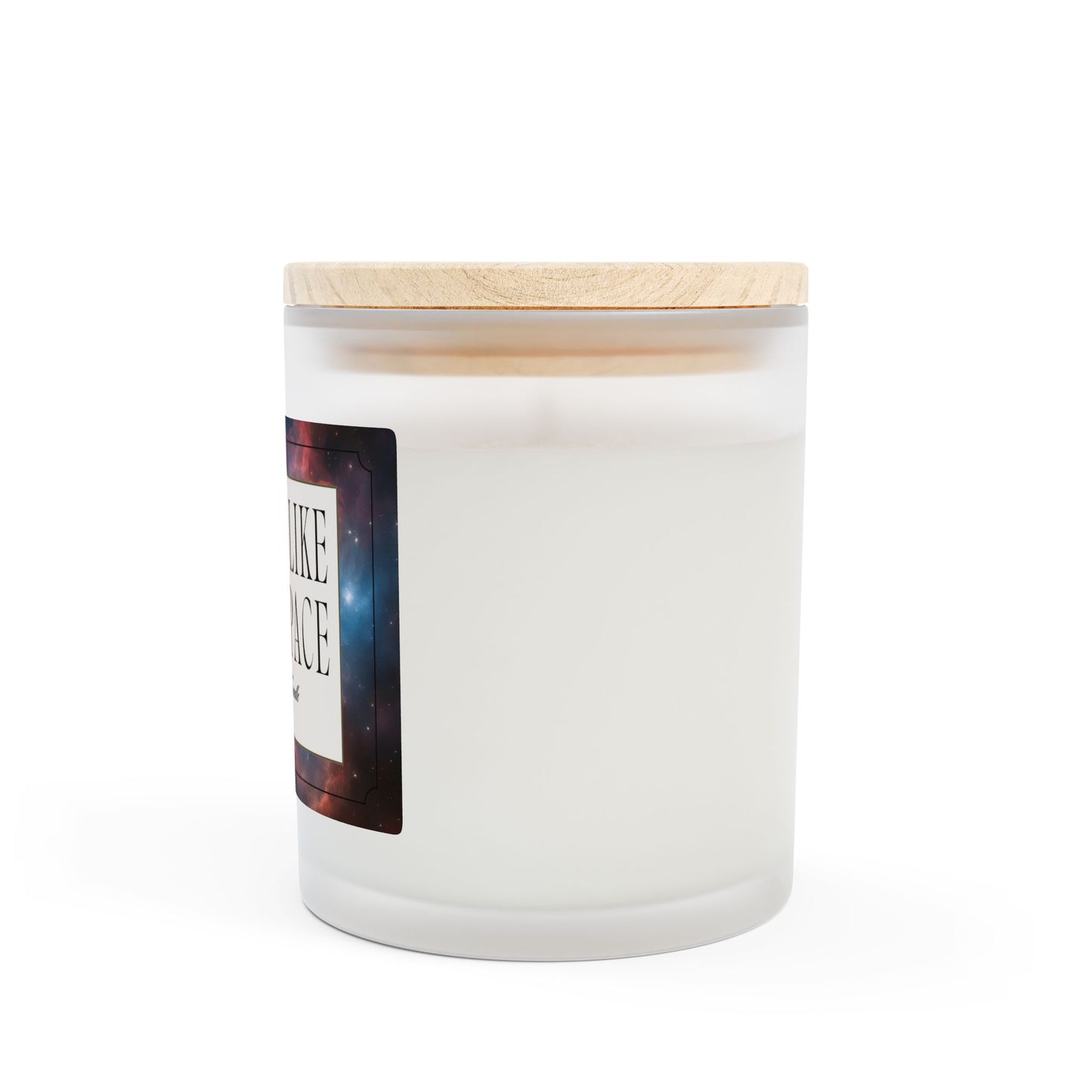 Artisanal Coconut Soy Frosted Glass Candle with Wooden Wick and Raw Maple Lid 11 oz Hand Poured Celestial Outerspace Sci-Fi Space Gift