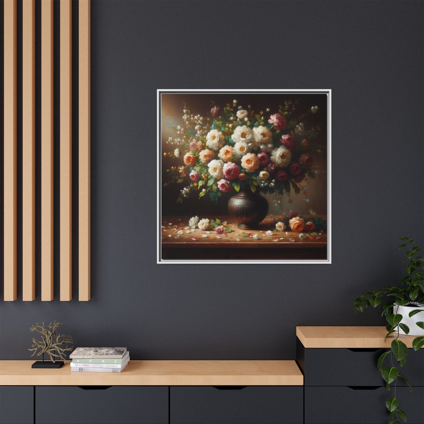 Vase of Flowers Unique Framed Canvas Wall Art Flower Lover Gift Wildflower Artwork Nature Lover Lanscape Gift 3 frame colors