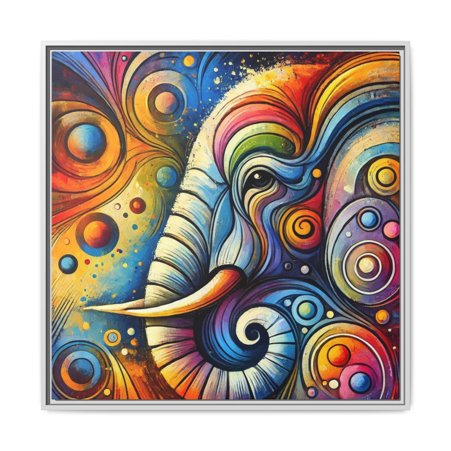 Modern Elephant Print Abstract Design Unique Framed Canvas Print African Wall Art Animal Lover Gift Nature Lover Decor 3 frame colors