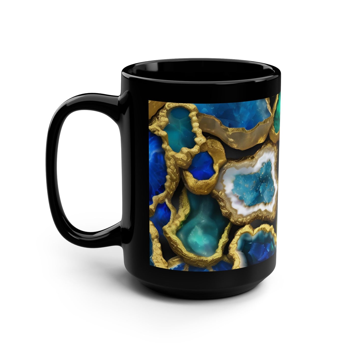 Ceramic Coffee Mug Quartz-Inspired Agate Image Nature Lover Ceramic Unique Colorful Teacup Geode Rock Gemstone Lover Ceramic 15 oz Mug